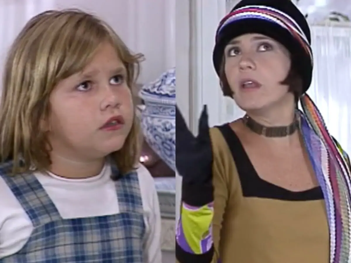 Fátima (Thais Muller) e Catarina (Adriana Esteves) em O Cravo e a Rosa