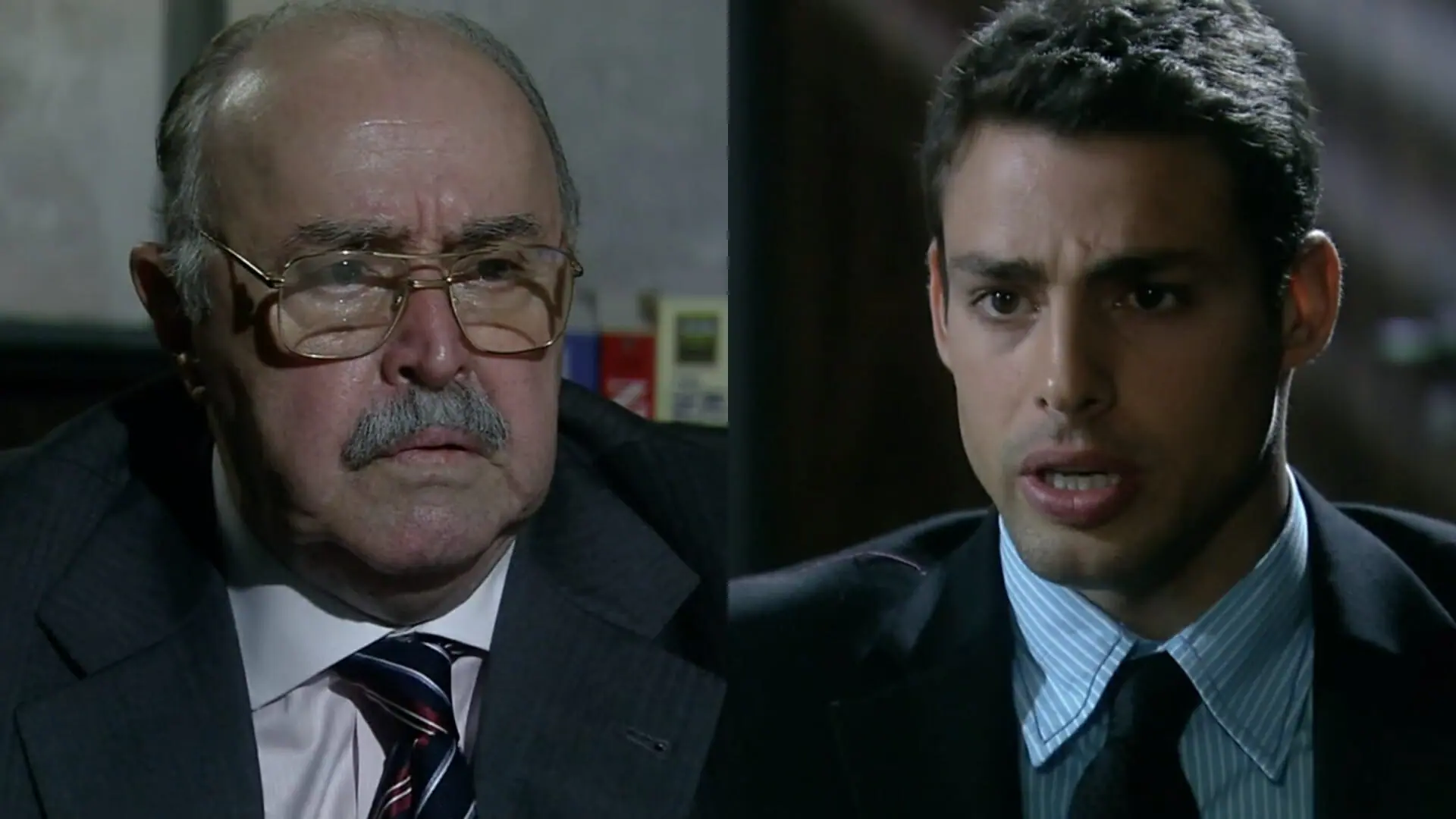 Gonçalo (Mauro Mendonça) e Halley (Cauã Reymond) de A Favorita