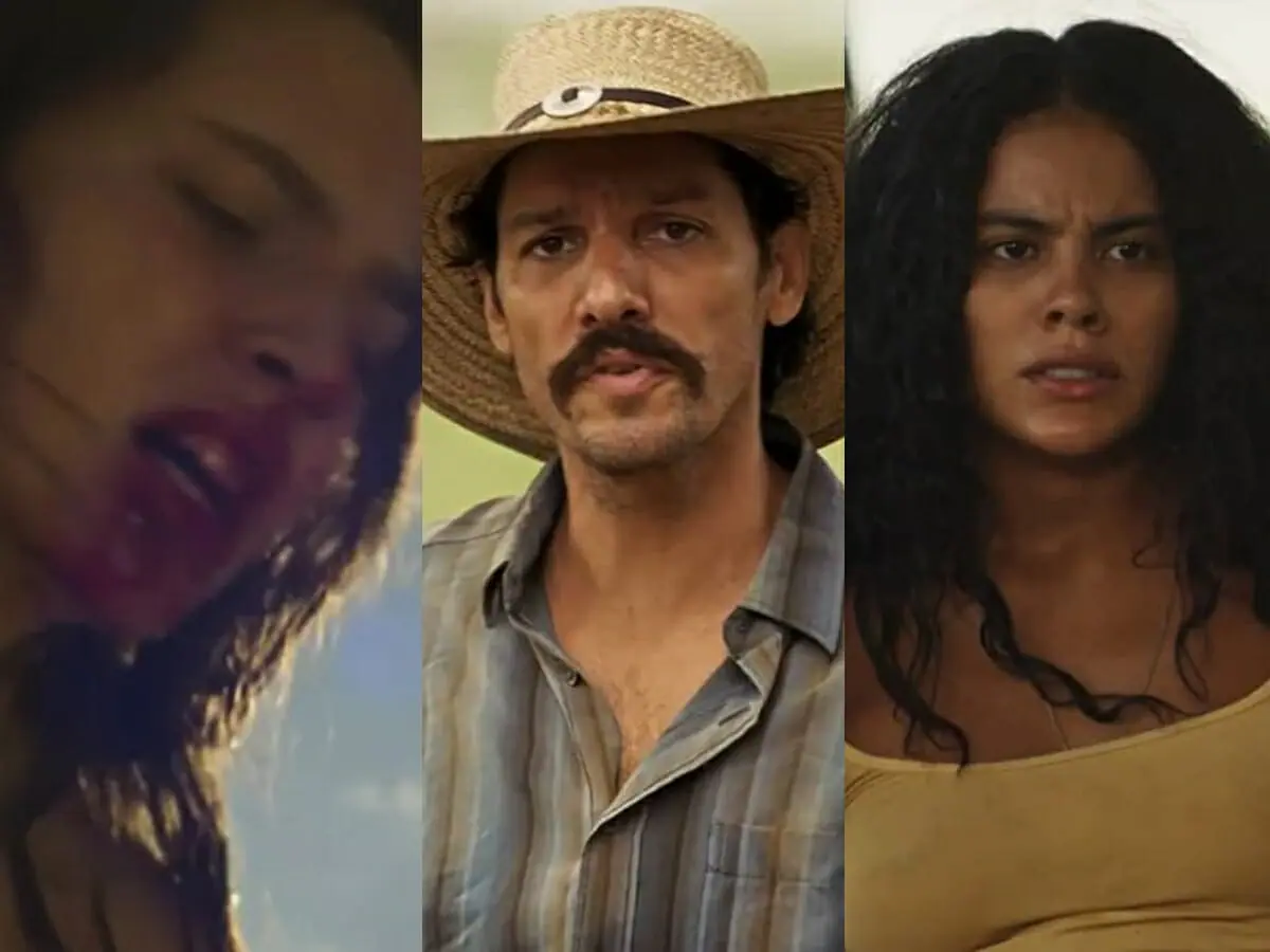 Juma (Alanis Guillen), Tibério (Guito) e Muda (Bella Campos) de Pantanal