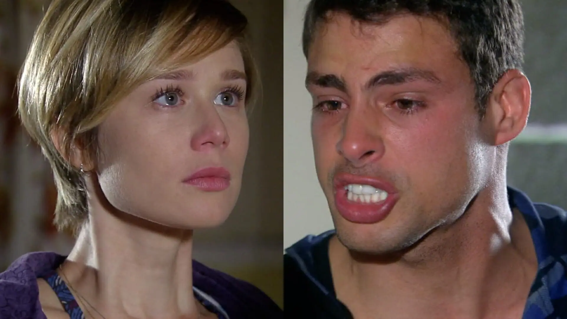 Lara (Mariana Ximenes) e Halley (Cauã Reymond) de A Favorita
