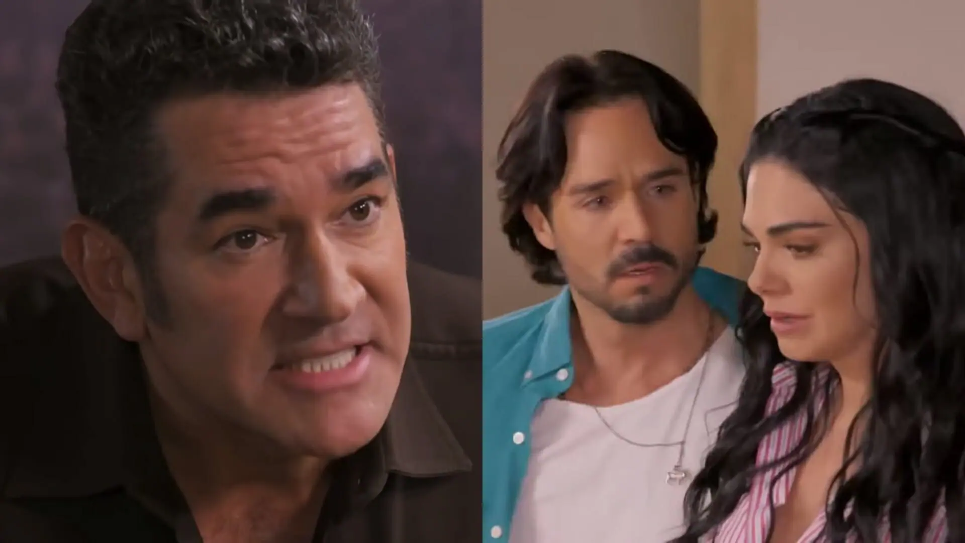 Otávio (Eduardo Santamarina), Rafael (José Ron) e Fernanda (Livia Brito) de A Desalmada