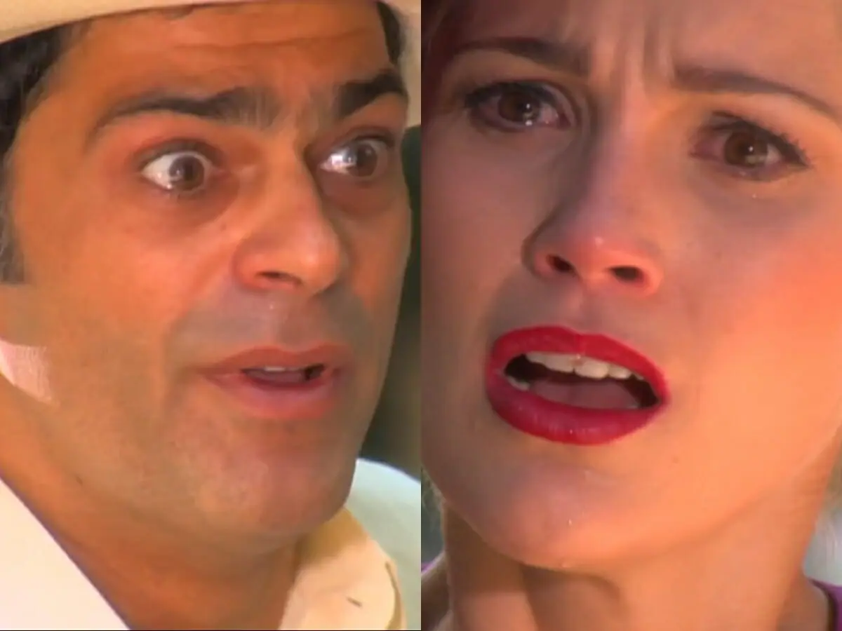 Rafael (Eduardo Moscovis) e Cristina (Flávia Alessandra) de Alma Gêmea