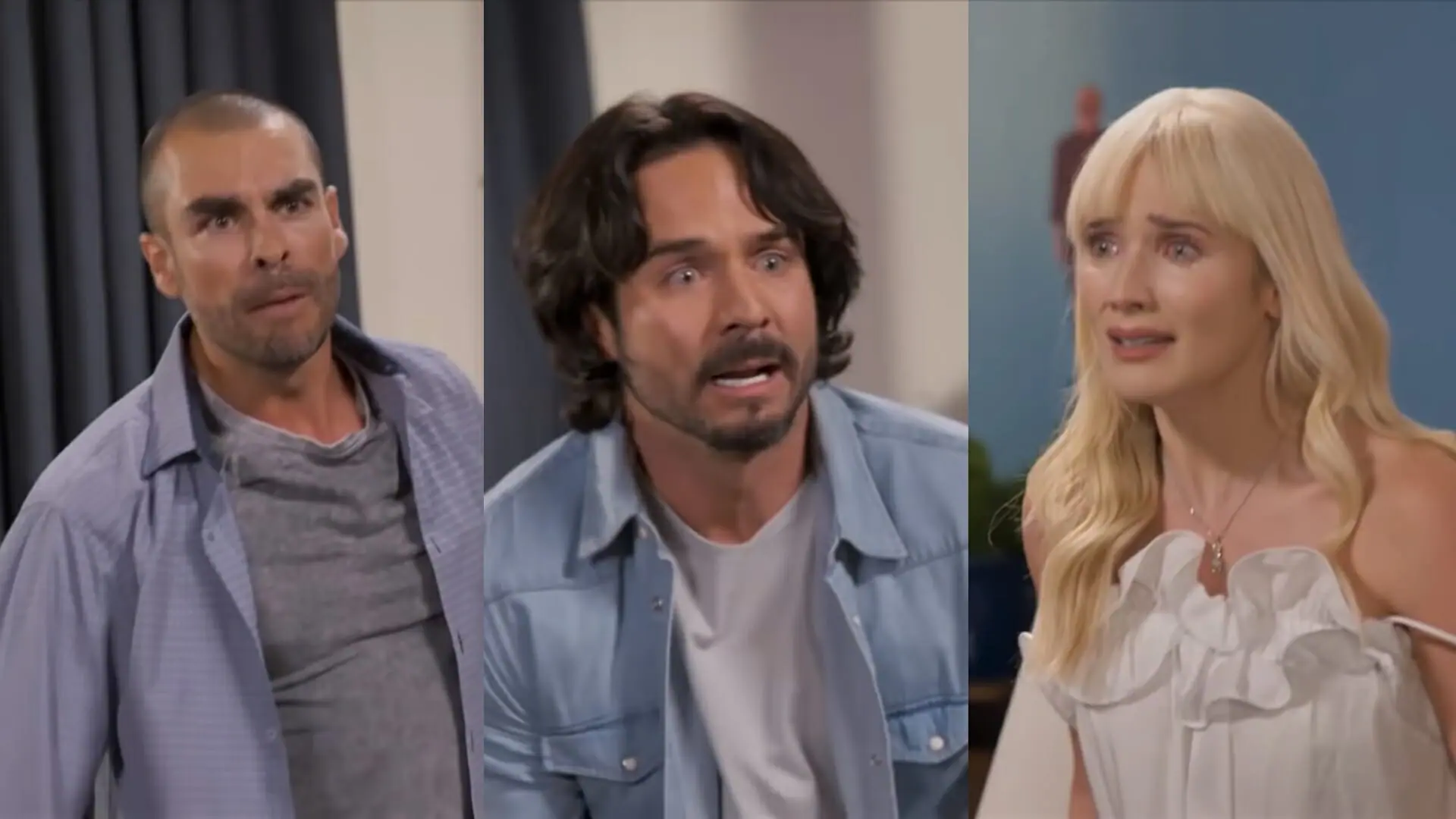 Roberto (Gonzalo García Vivanco), Rafael (José Ron) e Isabela (Kimberly Dos Ramos) de A Desalmada