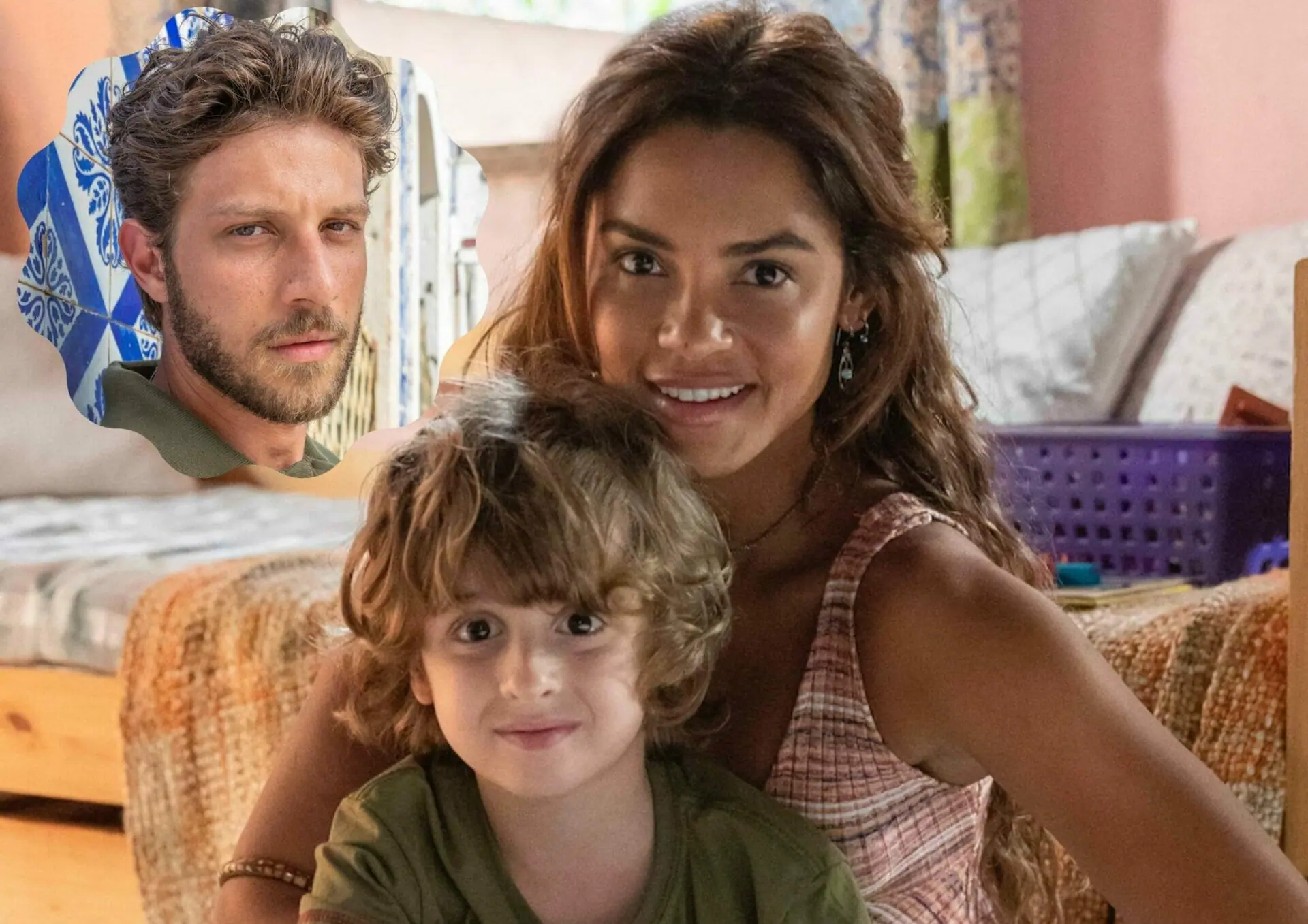 Ari (Chay Suede) e Brisa (Lucy Alves) e Tonho (Vicente Alvite) em Travessia