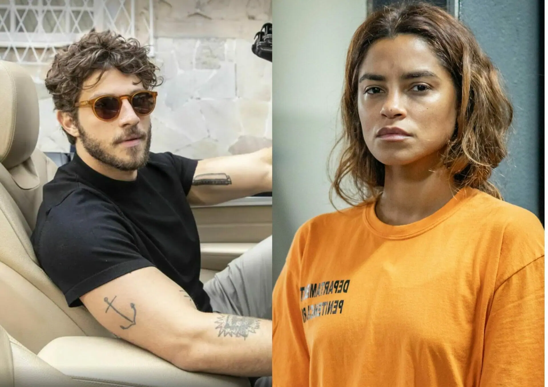 Ari (Chay Suede) e Brisa (Lucy Alves) em Travessia