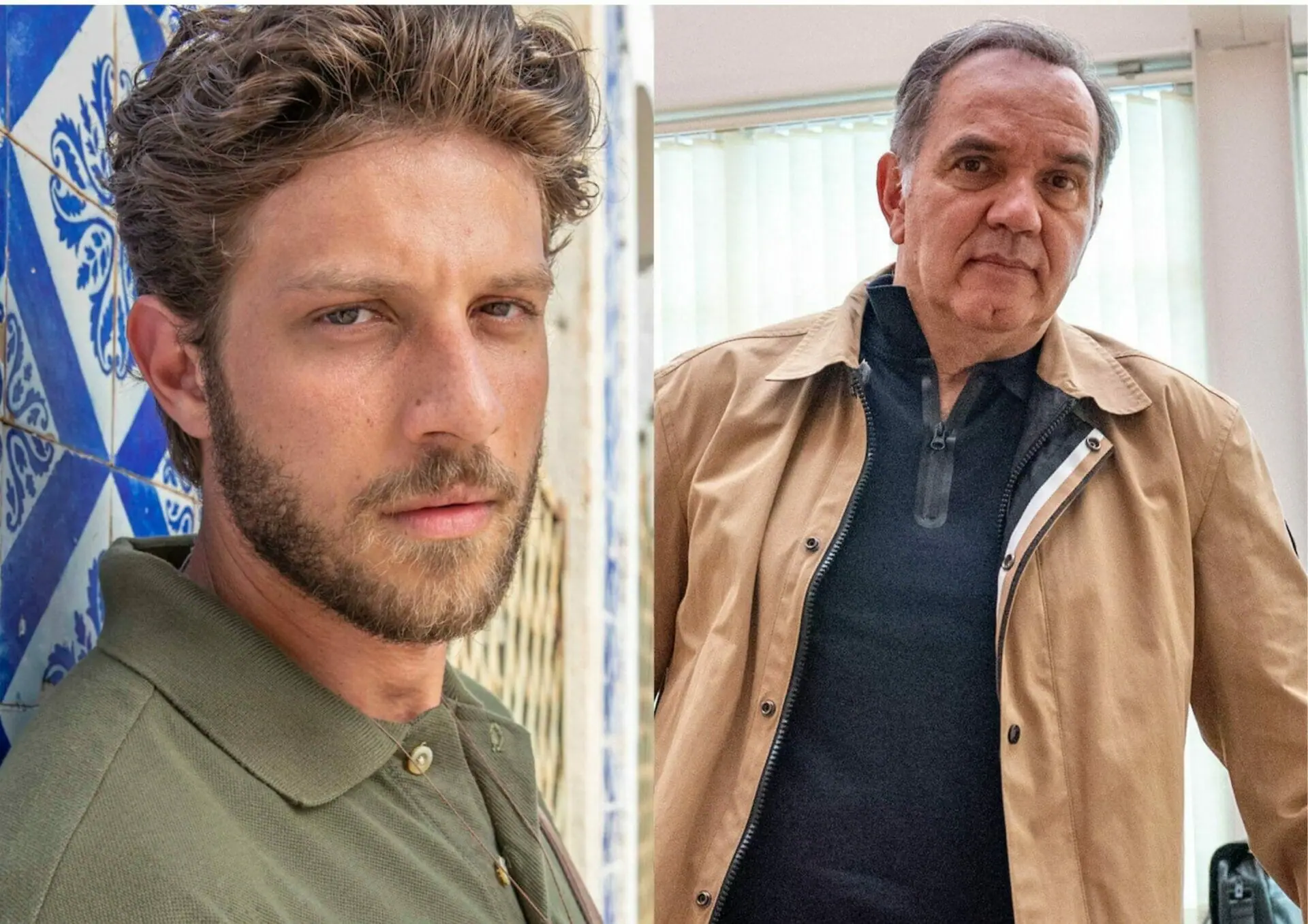 Ari (Chay Suede) e Guerra (Humberto Martins) em Travessia