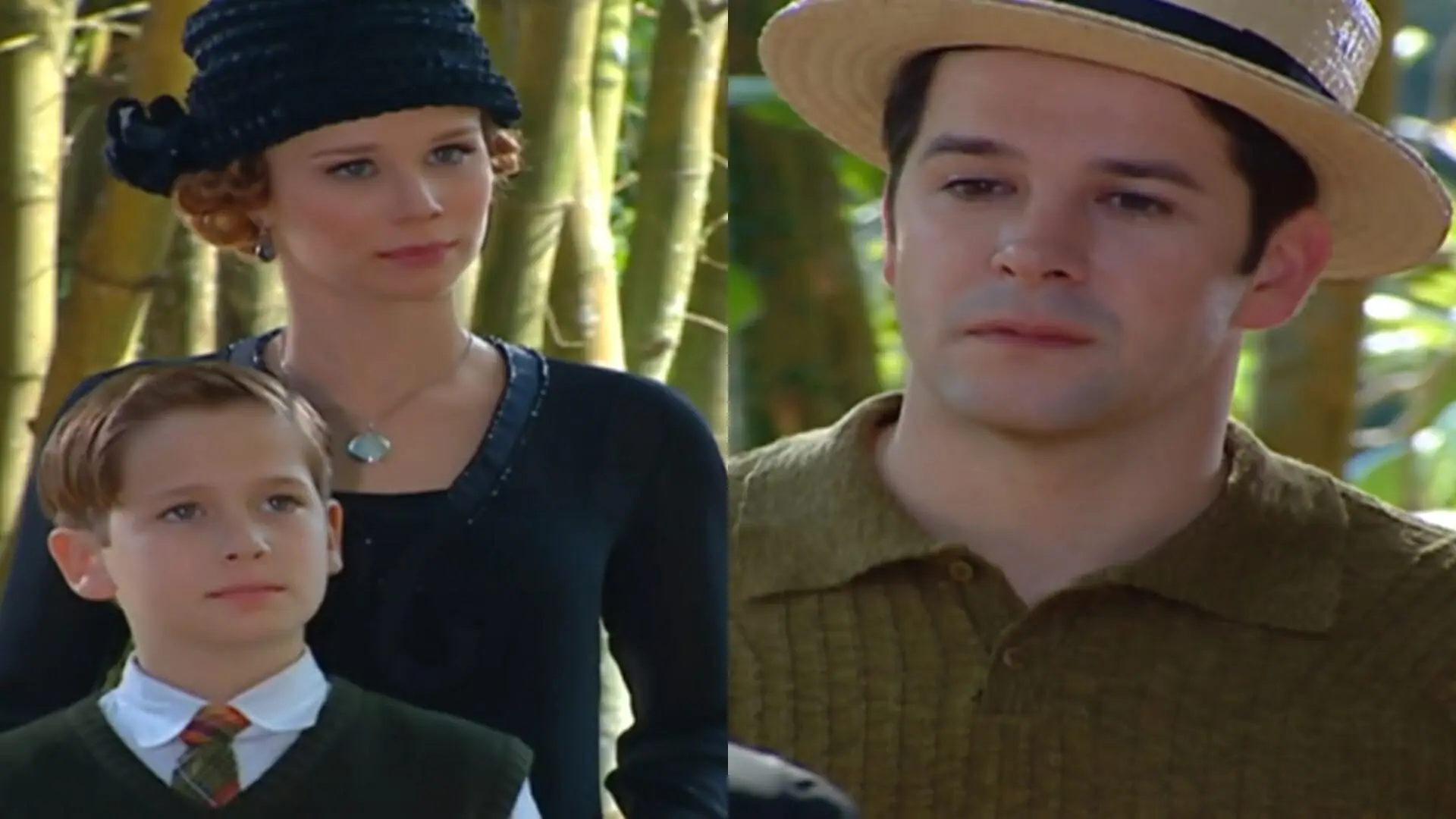 Ana Francisca (Mariana Ximenes), Tonico (Guilherme Vieira) e Danilo (Murilo Benício) de Chocolate com Pimenta