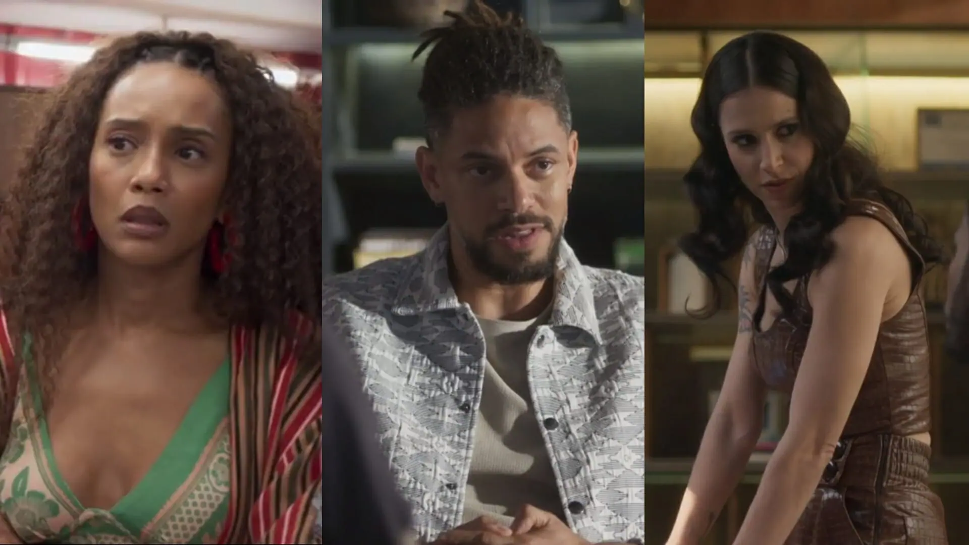 Anita (Taís Araujo), Ítalo (Paulo Lessa) e Regina (Mel Lisboa) de Cara e Coragem