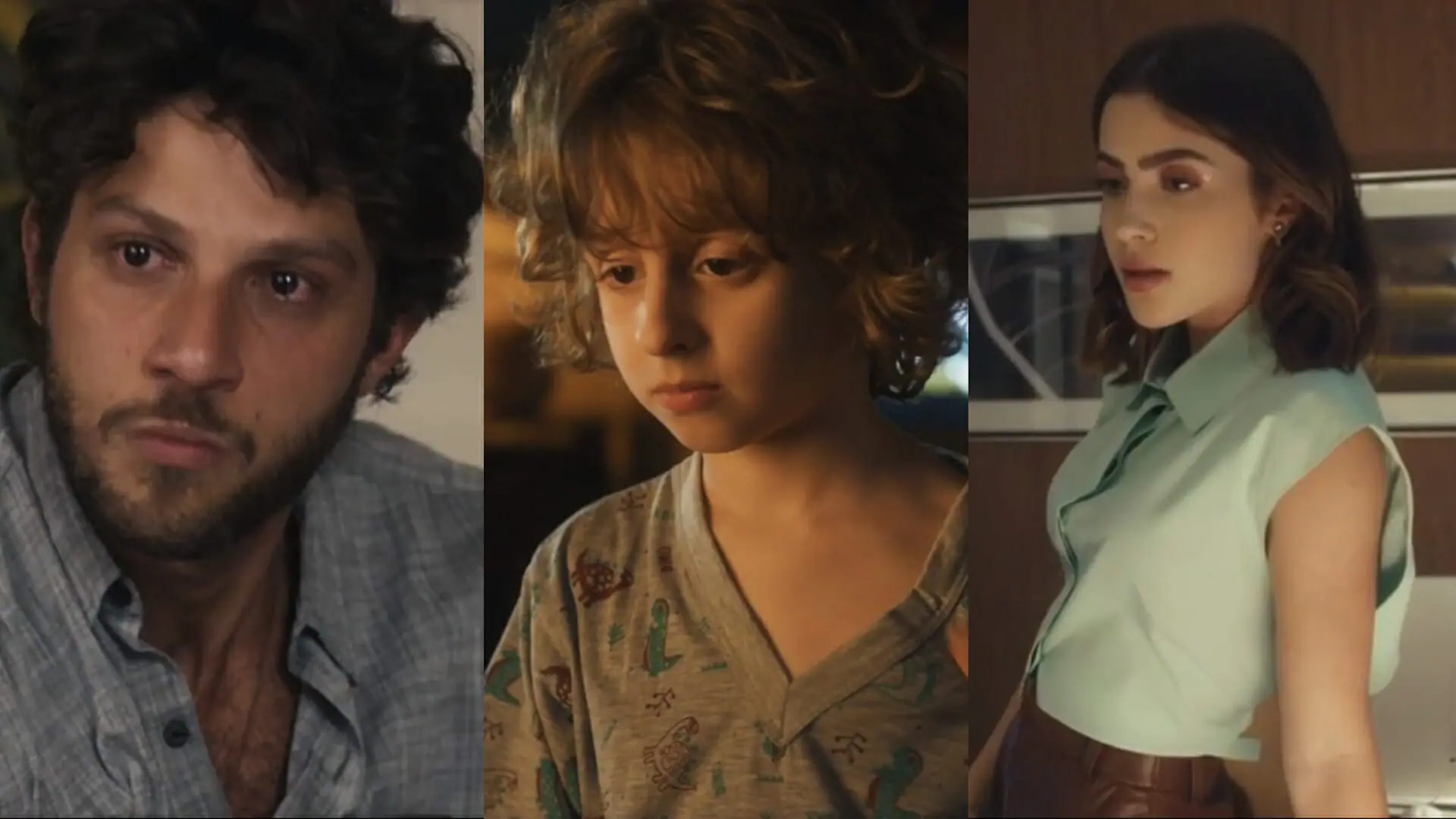 Ari (Chay Suede), Tonho (Vicente Alvite) e Chiara (Jade Picon) de Travessia