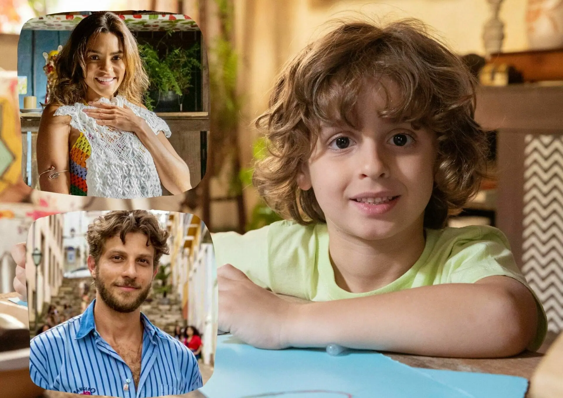 Ari (Chay Suede) e Brisa (Lucy Alves) e Tonho (Vicente Alvite) em Travessia