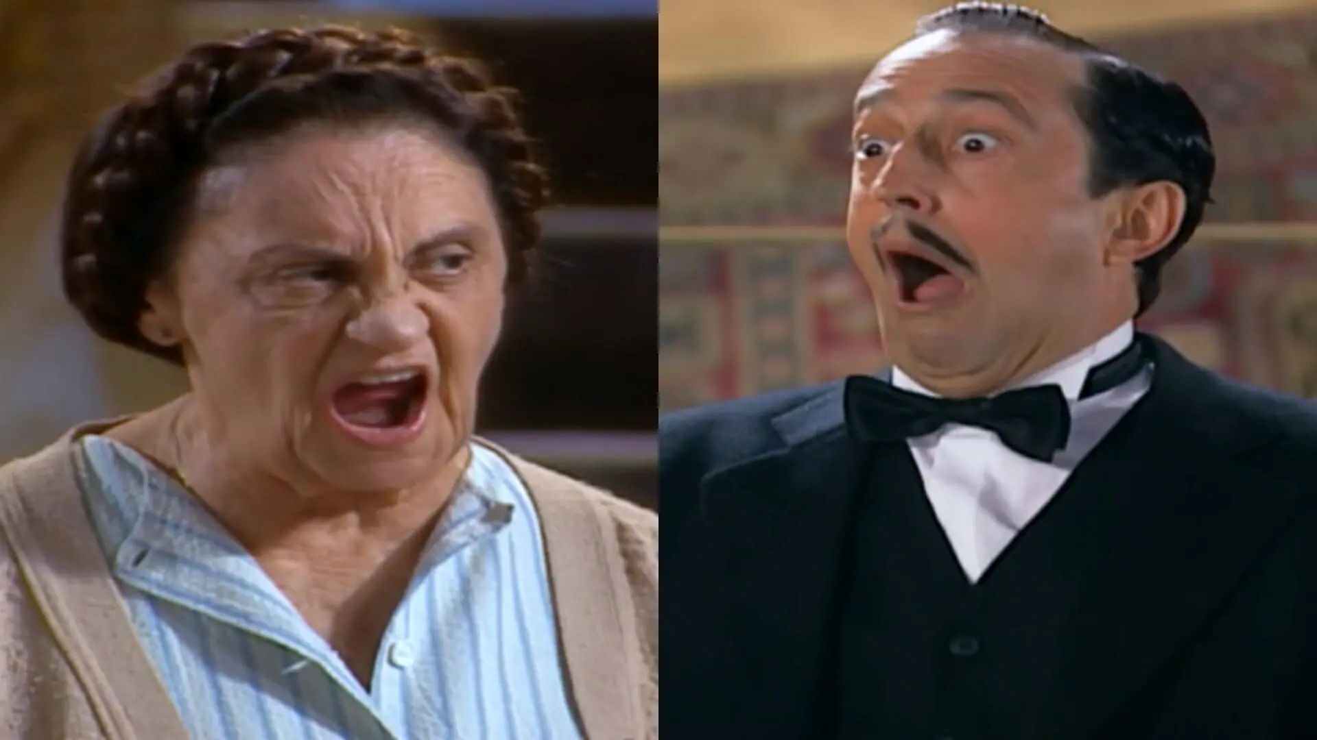 Carmen (Laura Cardoso) e Epaminondas (Ary França) de Chocolate com Pimenta