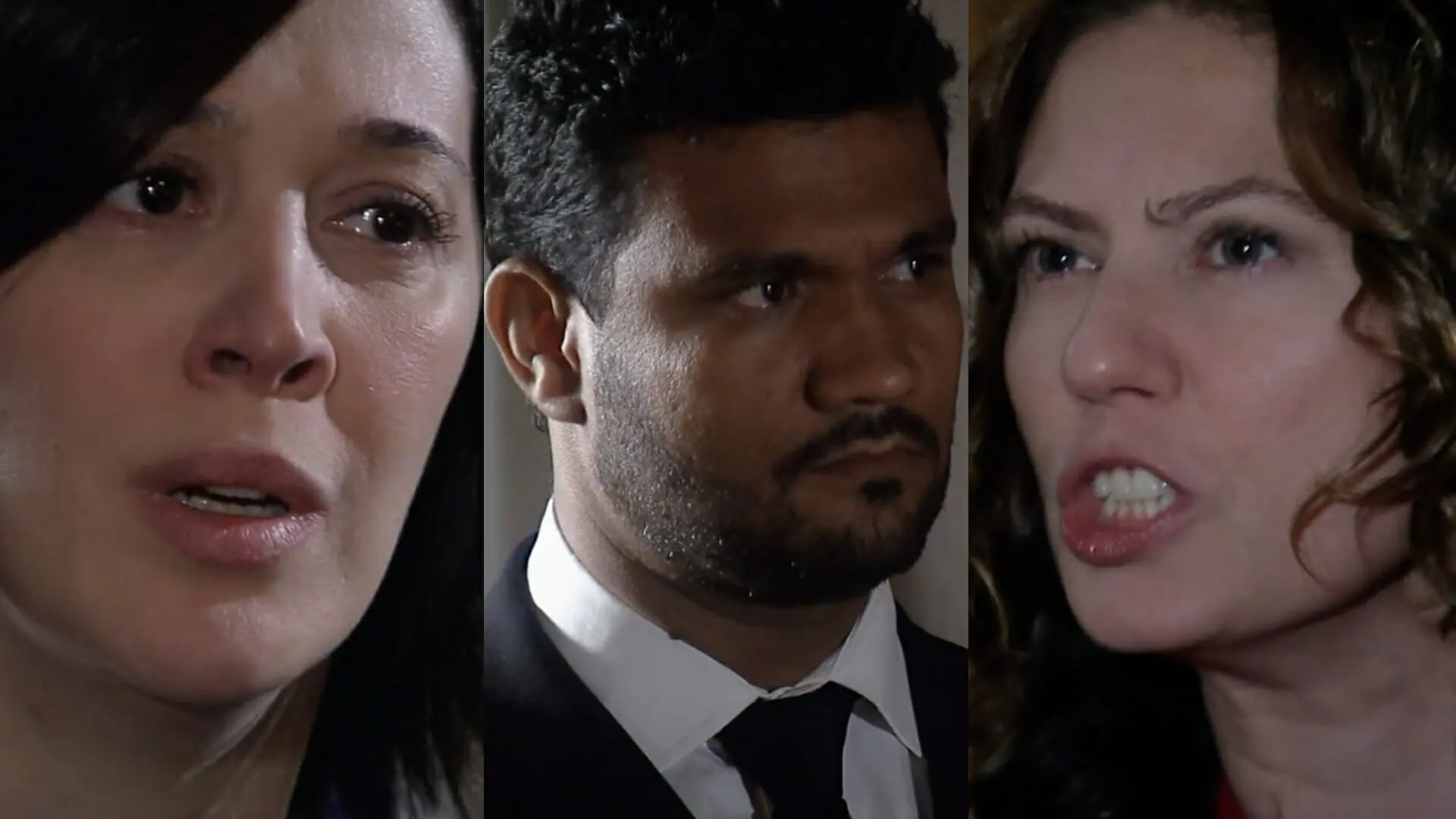 Donatela (Claudia Raia), Pimentel (Alexandre Damascena) e Flora (Patrícia Pillar) de A Favorita