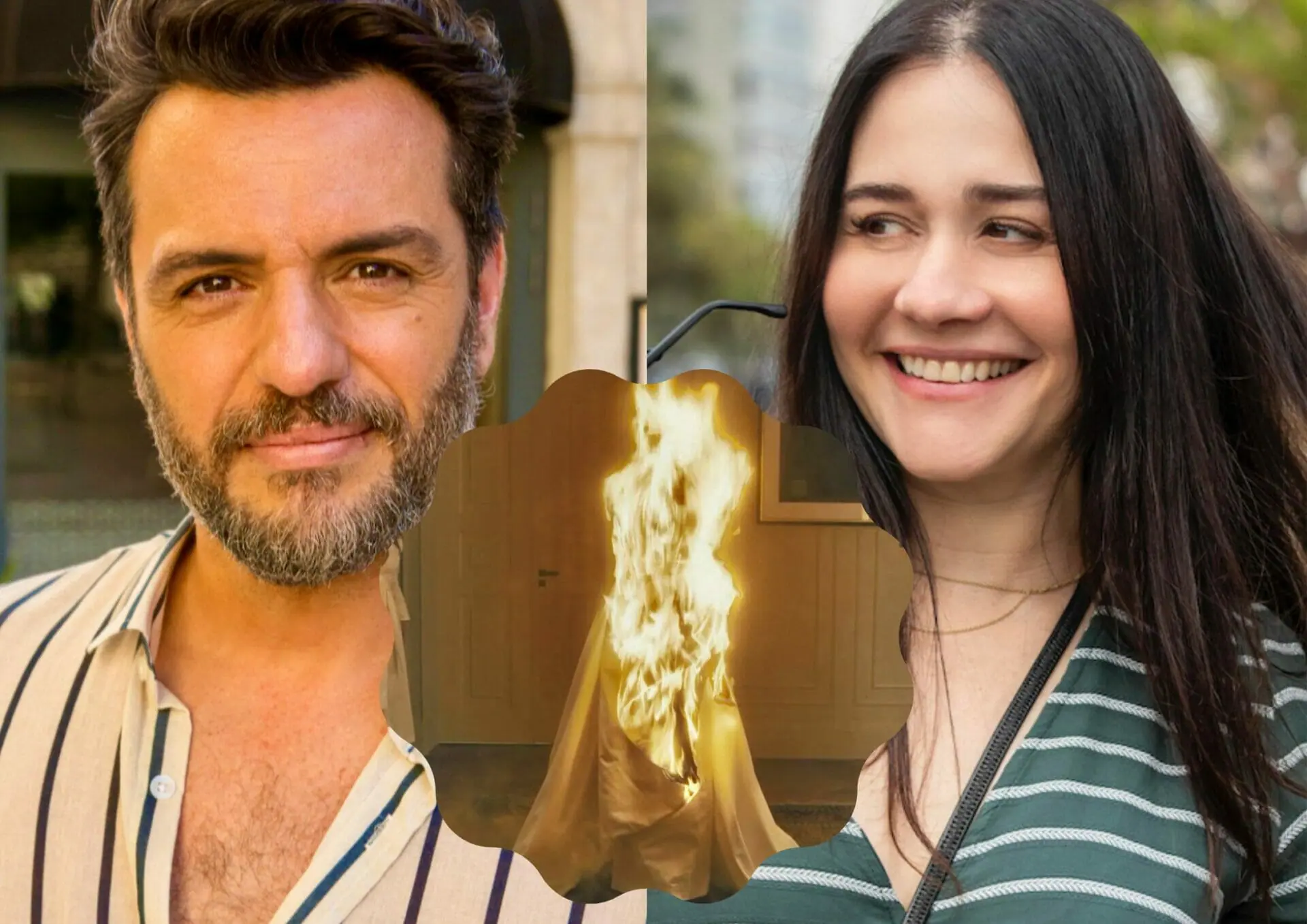 Moretti (Rodrigo Lombardi) e Guida (Alessandra Negrini em Travessia