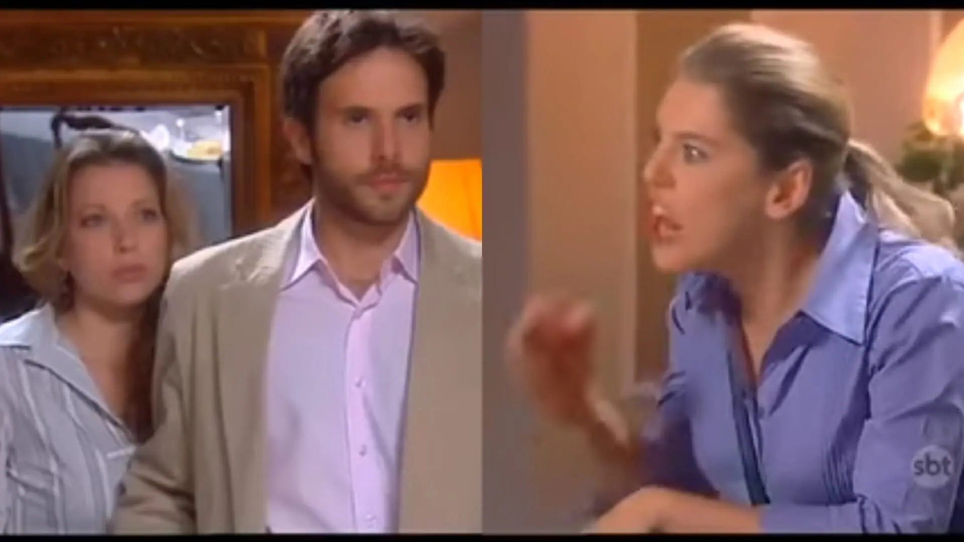 Fabíola (Ana Paula Vieira), Eduardo (Ricardo Ramory) e Maria (Bárbara Paz) de Maria Esperança