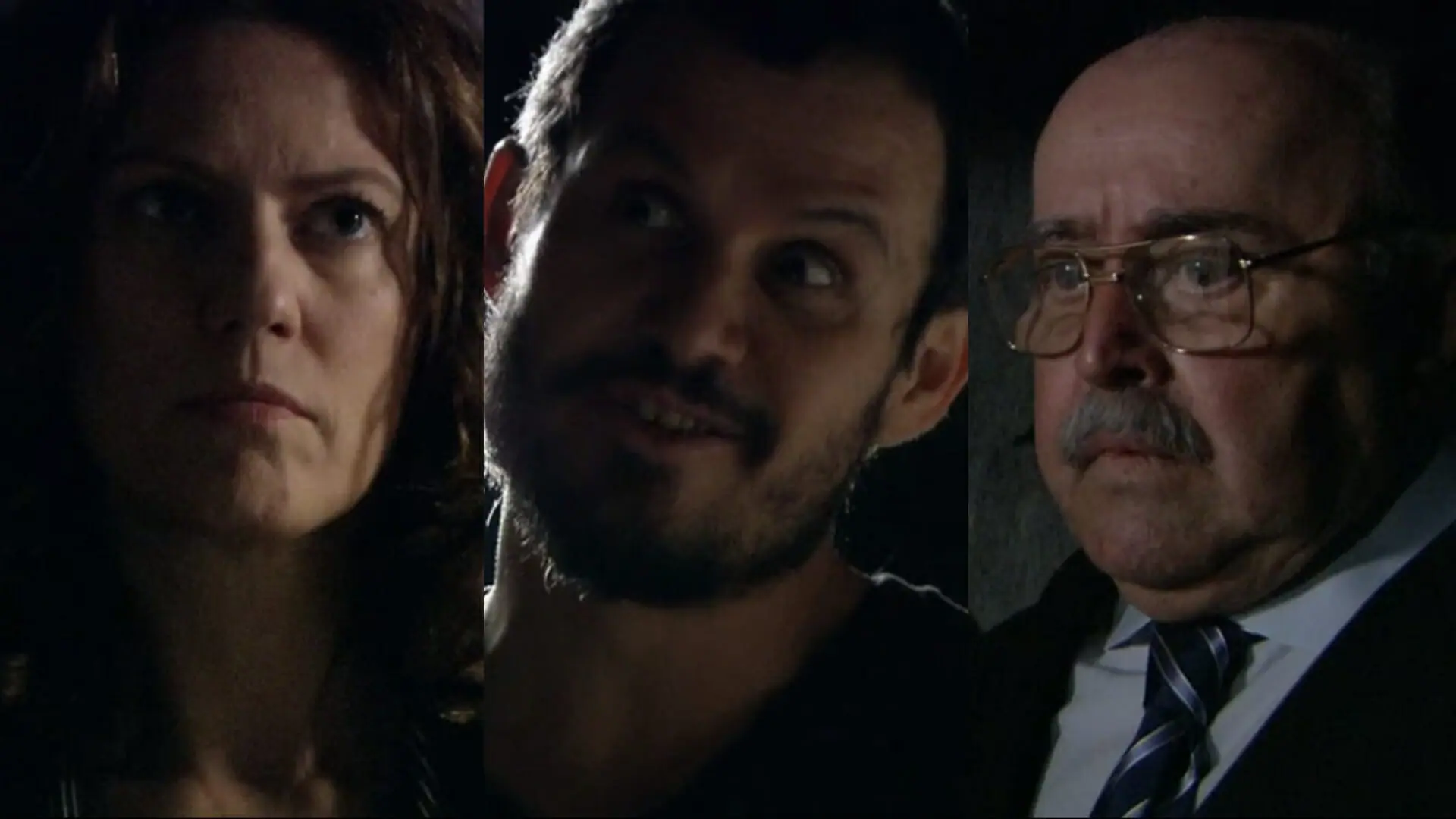 Flora (Patrícia Pillar), Adailton (Edmílson Barros) e Gonçalo (Mauro Mendonça) de A Favorita