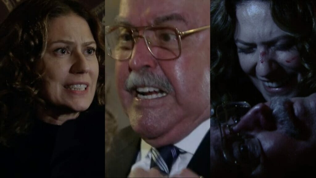 Flora (Patrícia Pillar) e Gonçalo (Mauro Mendonça) de A Favorita