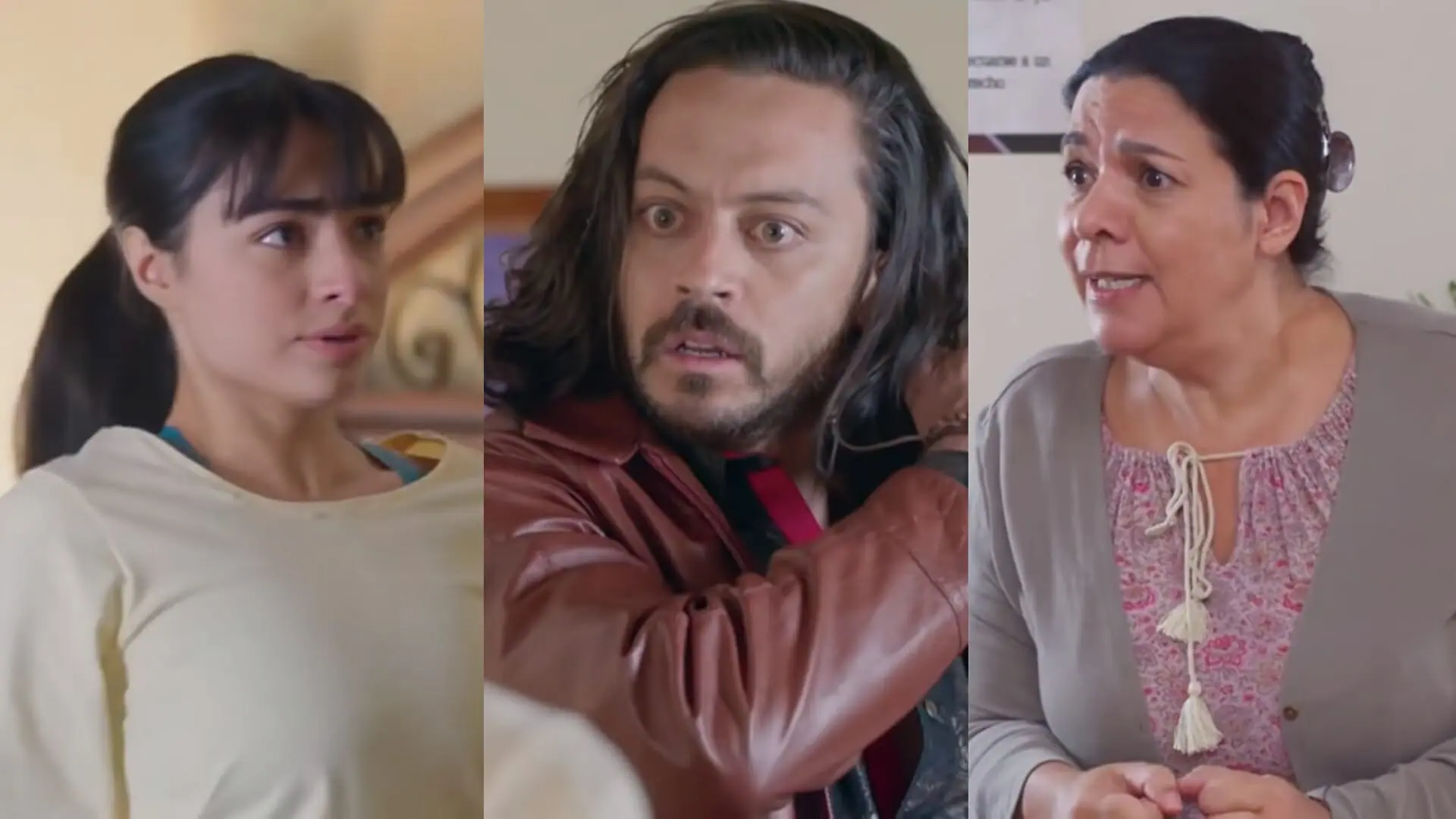 Gema (Valentina Buzzurro), Gustavo (Alfredo Gatica) e Evita (Claudia Ríos) de Vencer o Desamor