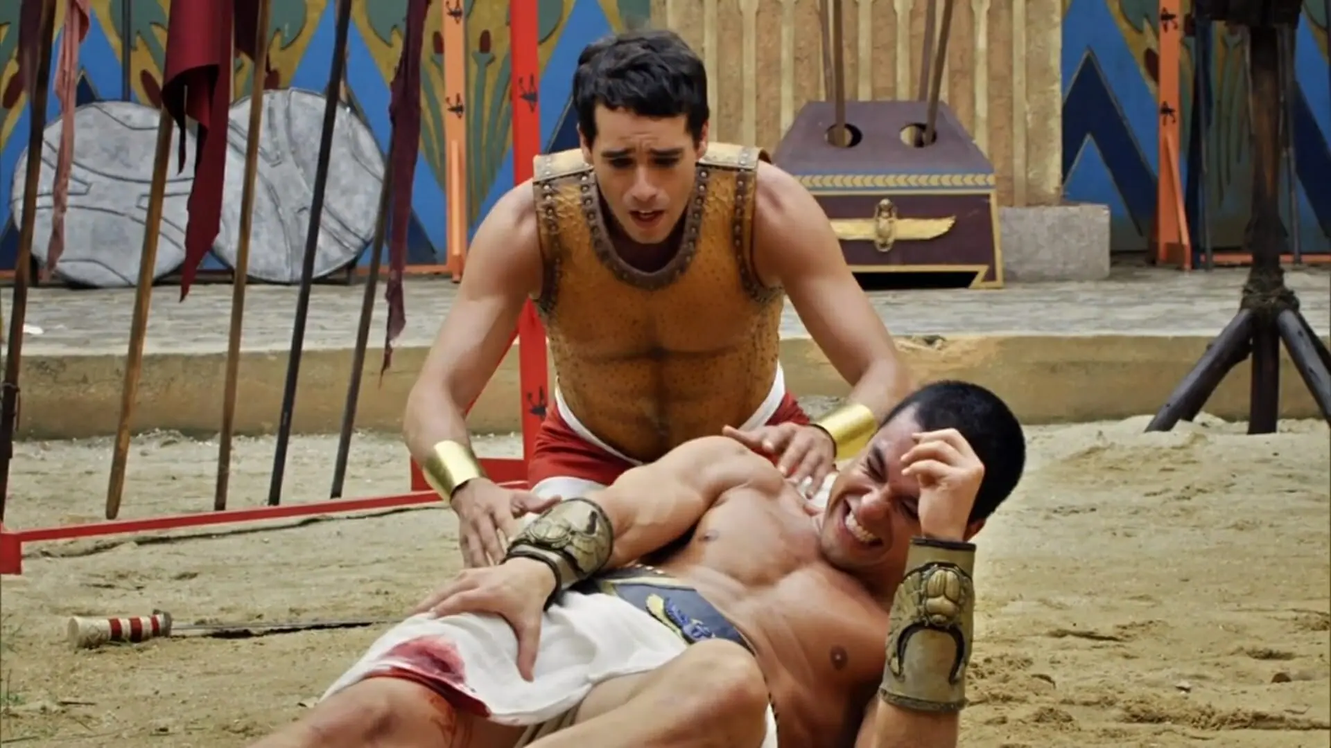 Ramsés (Sergio Marone) e Moisés (Guilherme Winter) de Os Dez Mandamentos