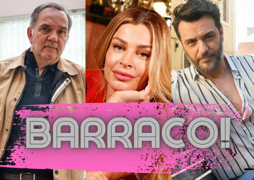 Guerra (Humberto Martins), Débora (Grazi Massafera) e Moretti (Rodrigo Lombardi) na novela Travessia