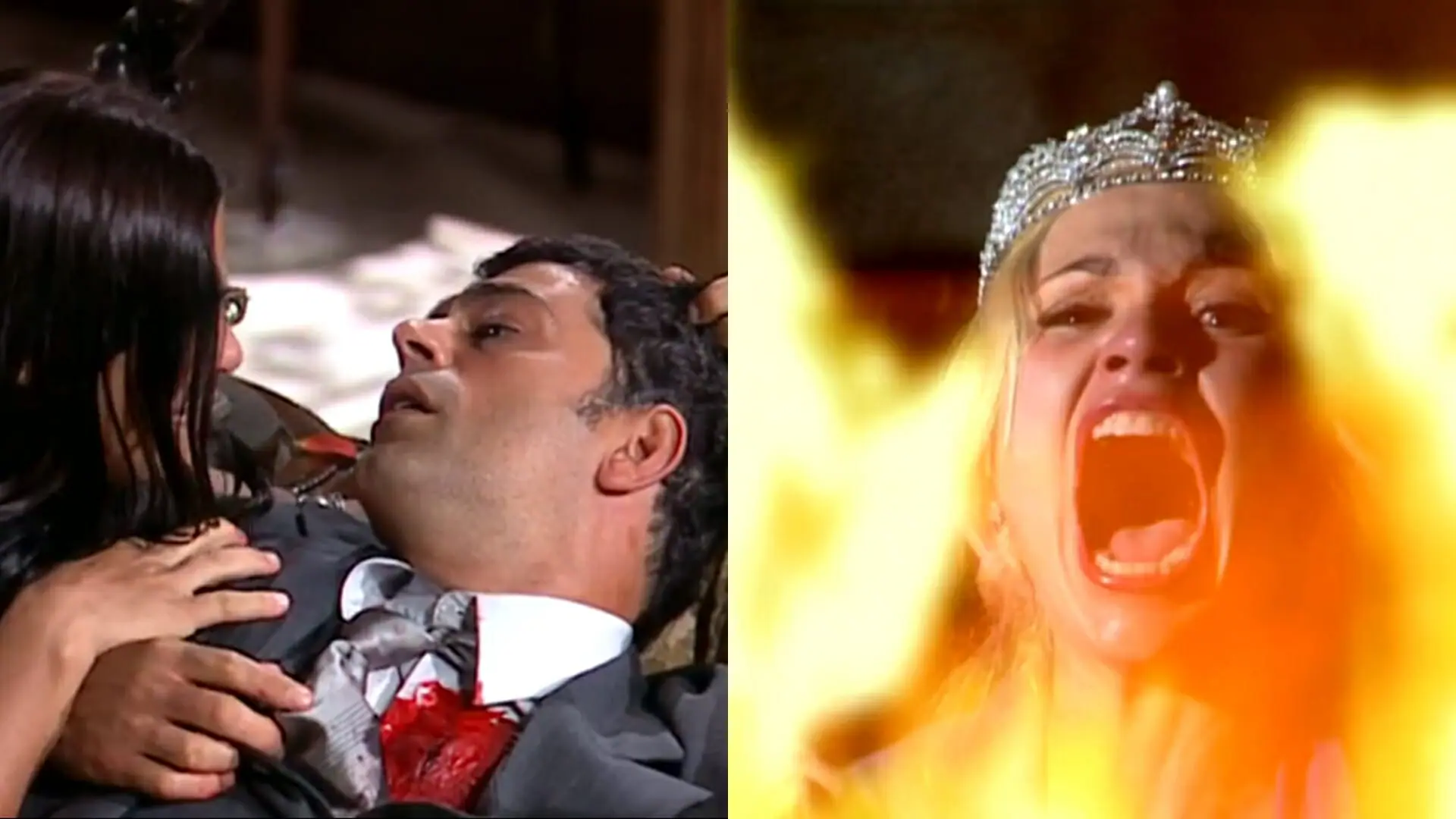 Serena (Priscila Fantin), Rafael (Eduardo Moscovis) e Cristina (Flávia Alessandra) de Alma Gêmea