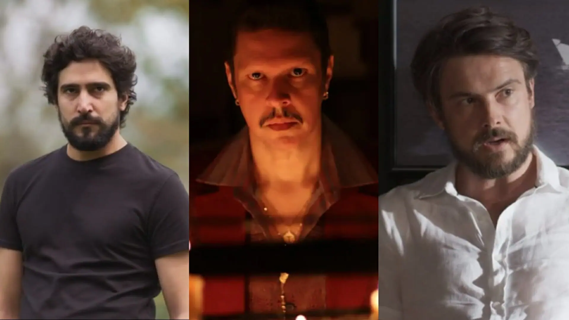 Tertulinho (Renato Góes), Fubá Mimoso (Marco França) e Zé Paulino (Sergio Guizé) de Mar do Sertão