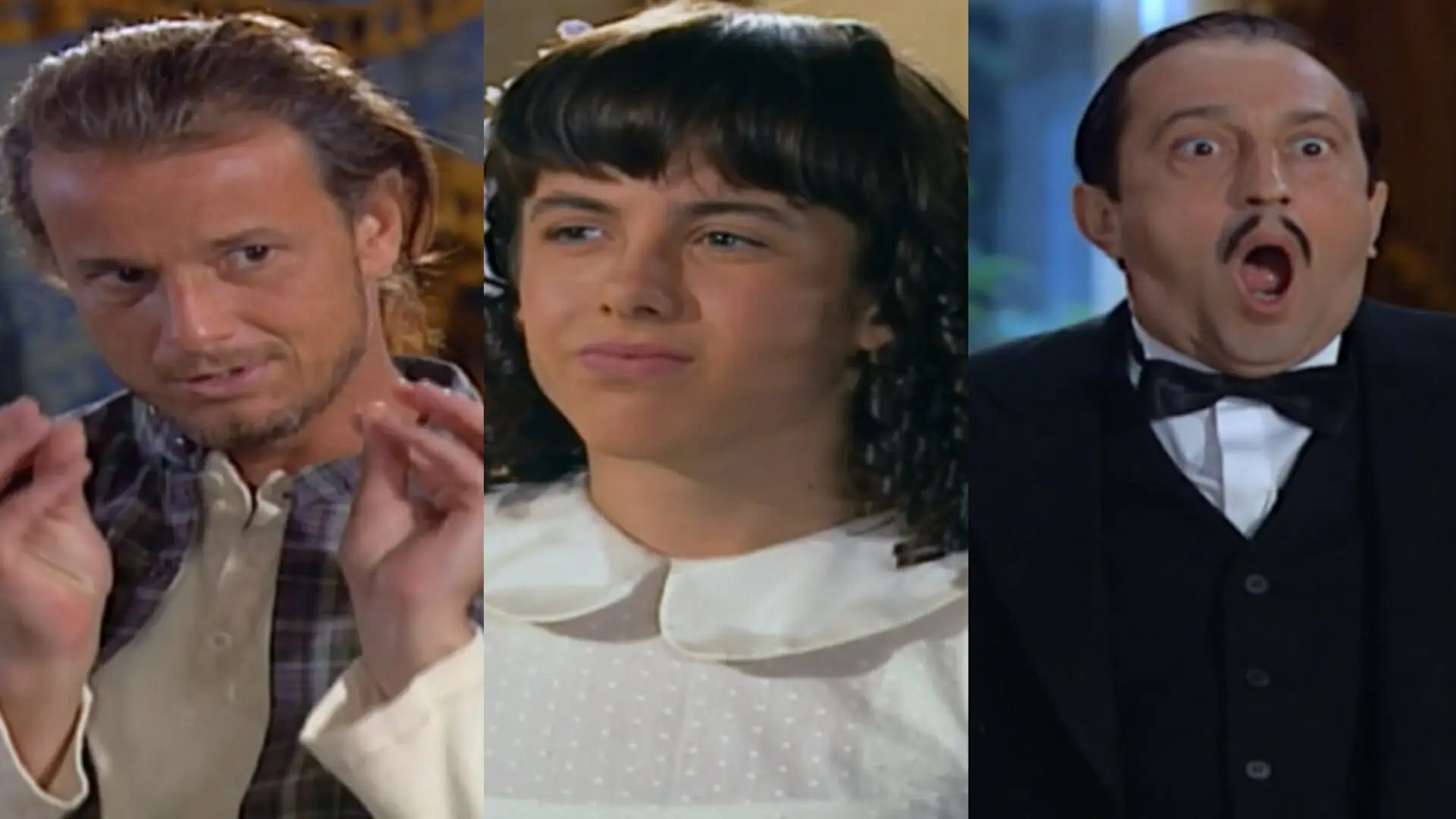 Timóteo (Marcello Novaes), Bernadete (Kayky Brito) e Epaminondas (Ary França) de Chocolate com Pimenta