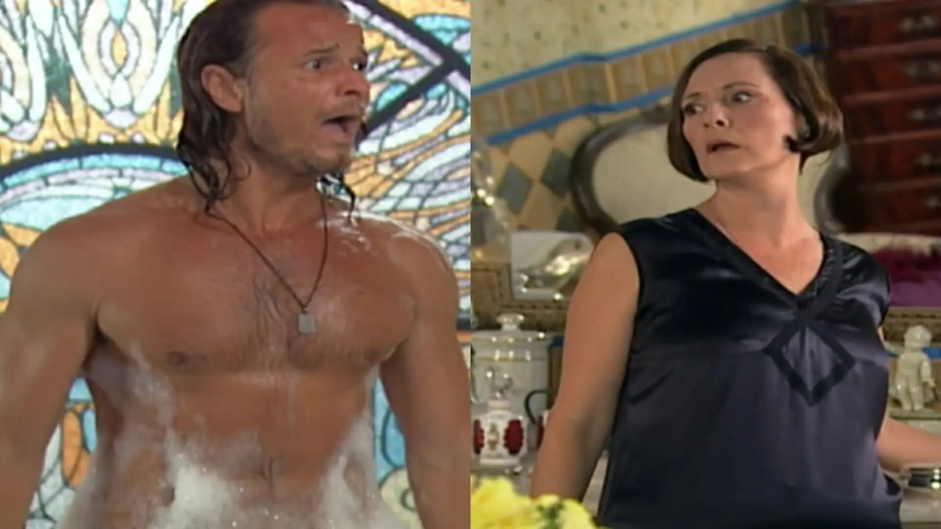 Timóteo (Marcello Novaes) e Bernadete (Elizabeth Savala) de Chocolate com Pimenta