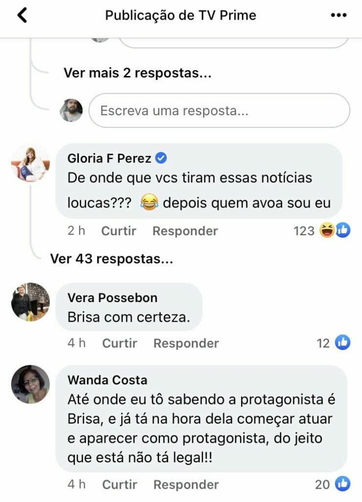 Gloria Perez critica publicação sobre Travessia