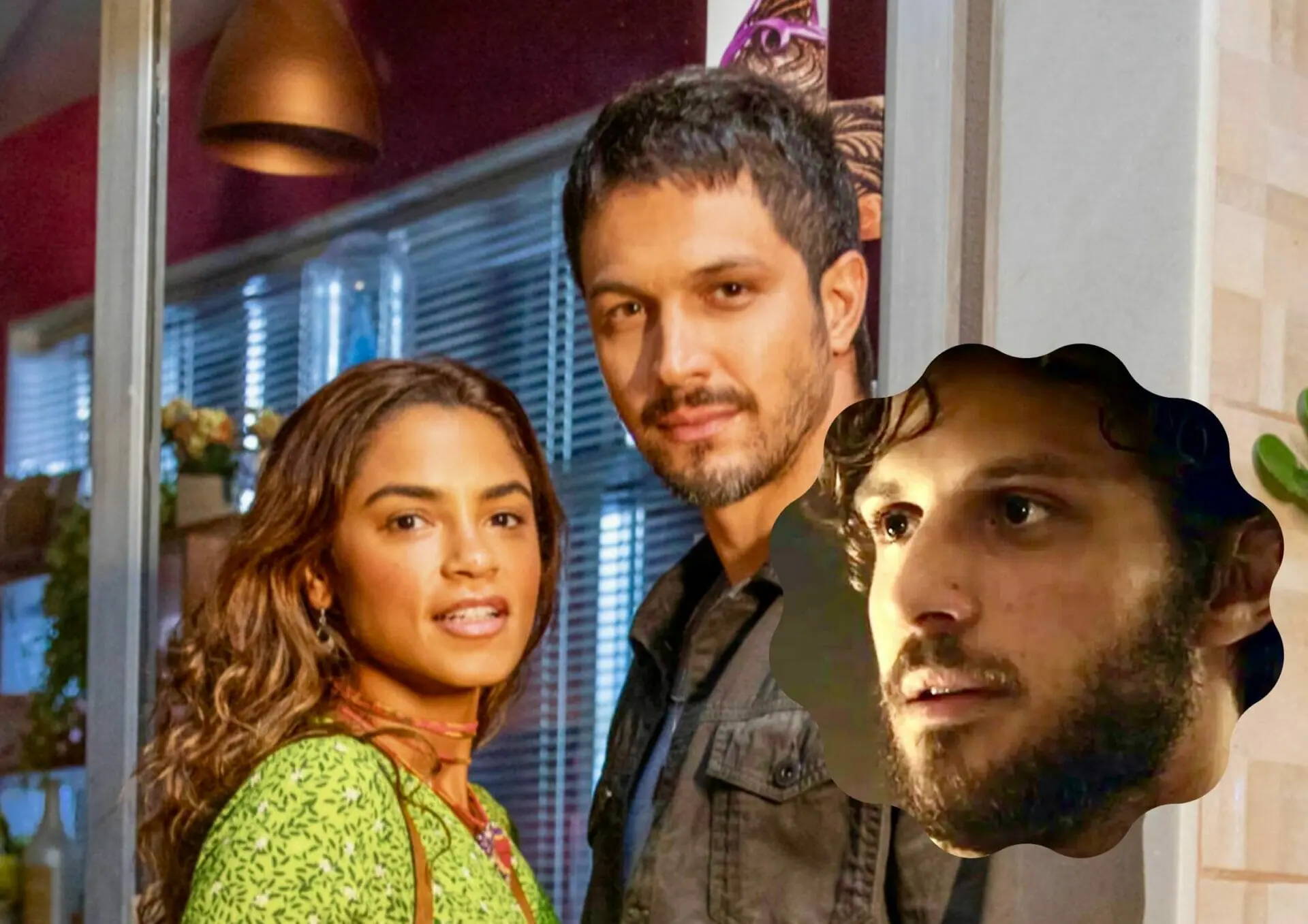 Brisa (Lucy Alves), Oto (Romulo Estrela) e Ari (Chay Suede) em Travessia