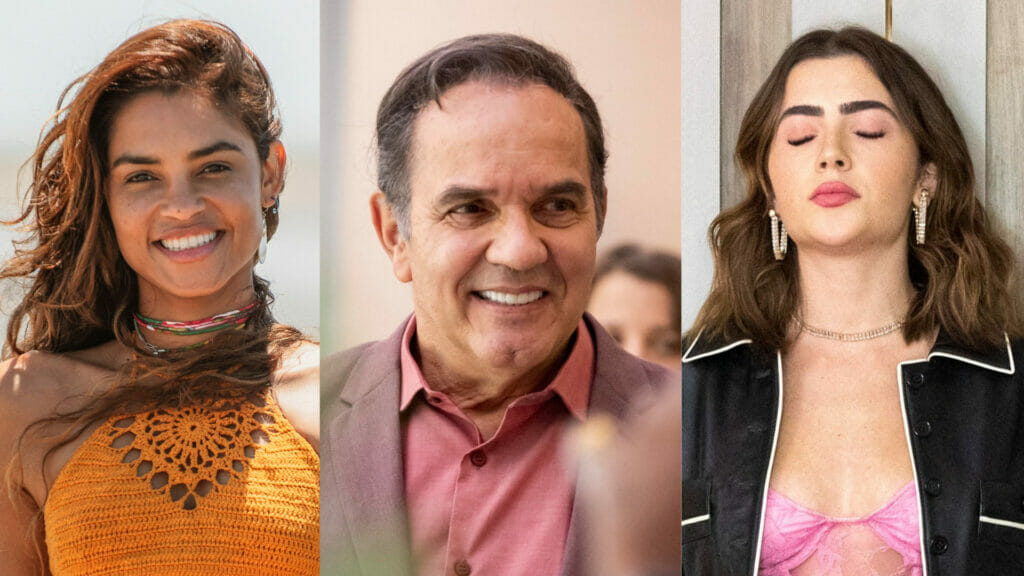 Brisa (Lucy Alves), Guerra (Humberto Martins) e Chiara (Jade Picon) em Travessia