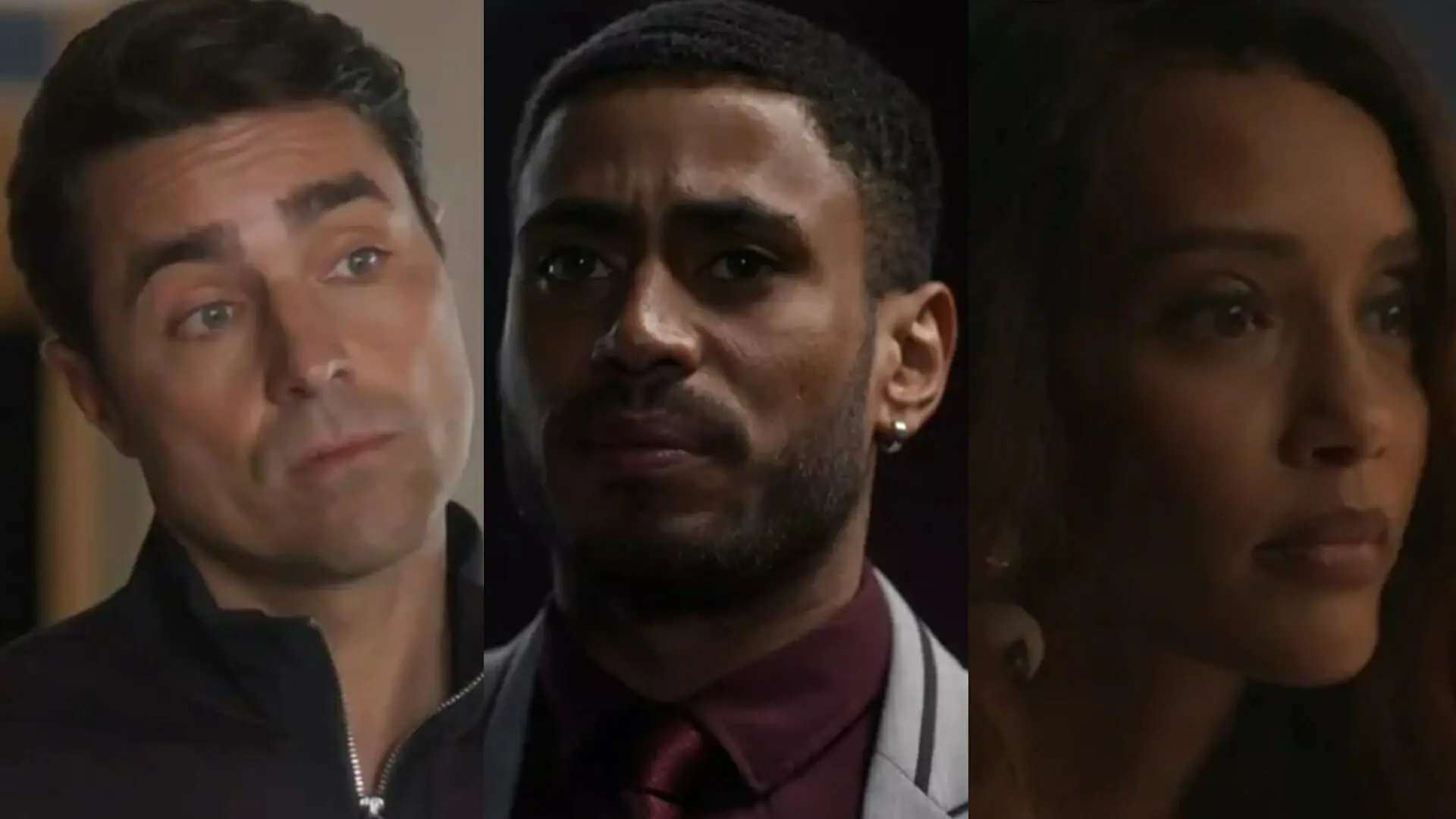 Danilo (Ricardo Pereira), Leonardo (Ícaro Silva) e Clarice (Taís Araujo) de Cara e Coragem