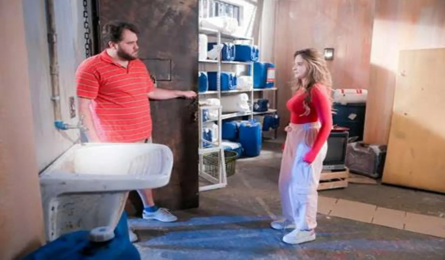 Dinaldinho (Walmick de Holanda) e Poliana (Sophia Valverde) em Poliana Moça