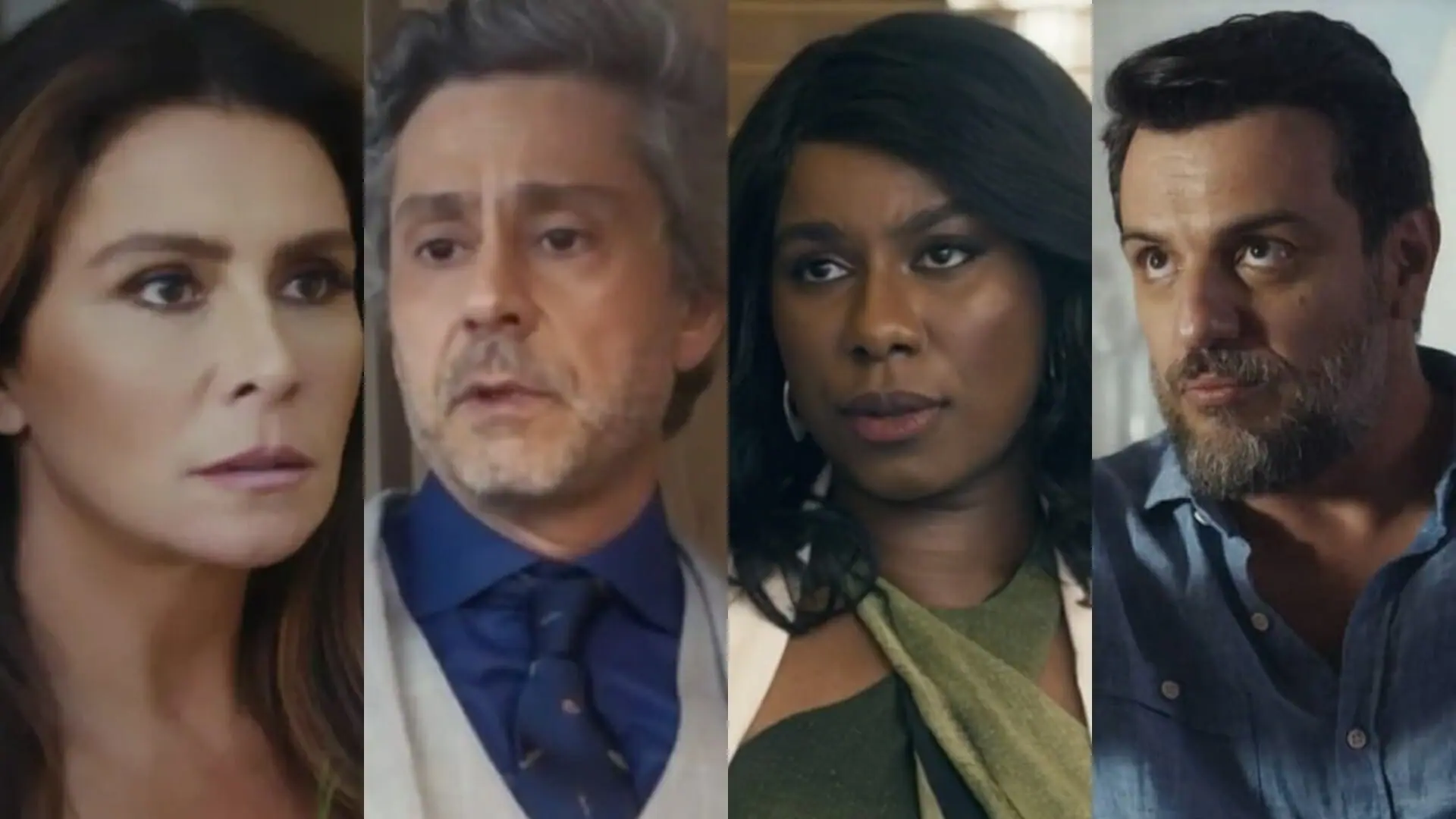 Helô (Giovanna Antonelli), Stenio (Alexandre Nero), Laís (Indira Nascimento) e Moretti (Rodrigo Lombardi) de Travessia