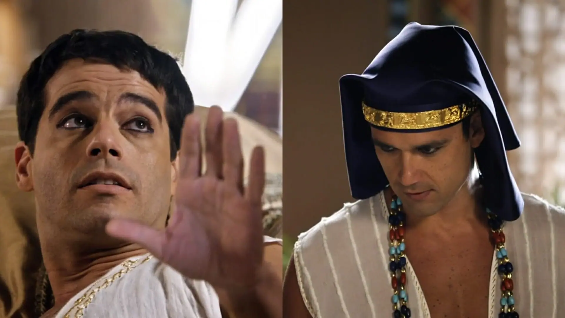 Moisés (Guilherme Winter) e Ramsés (Sergio Marone) de Os Dez Mandamentos