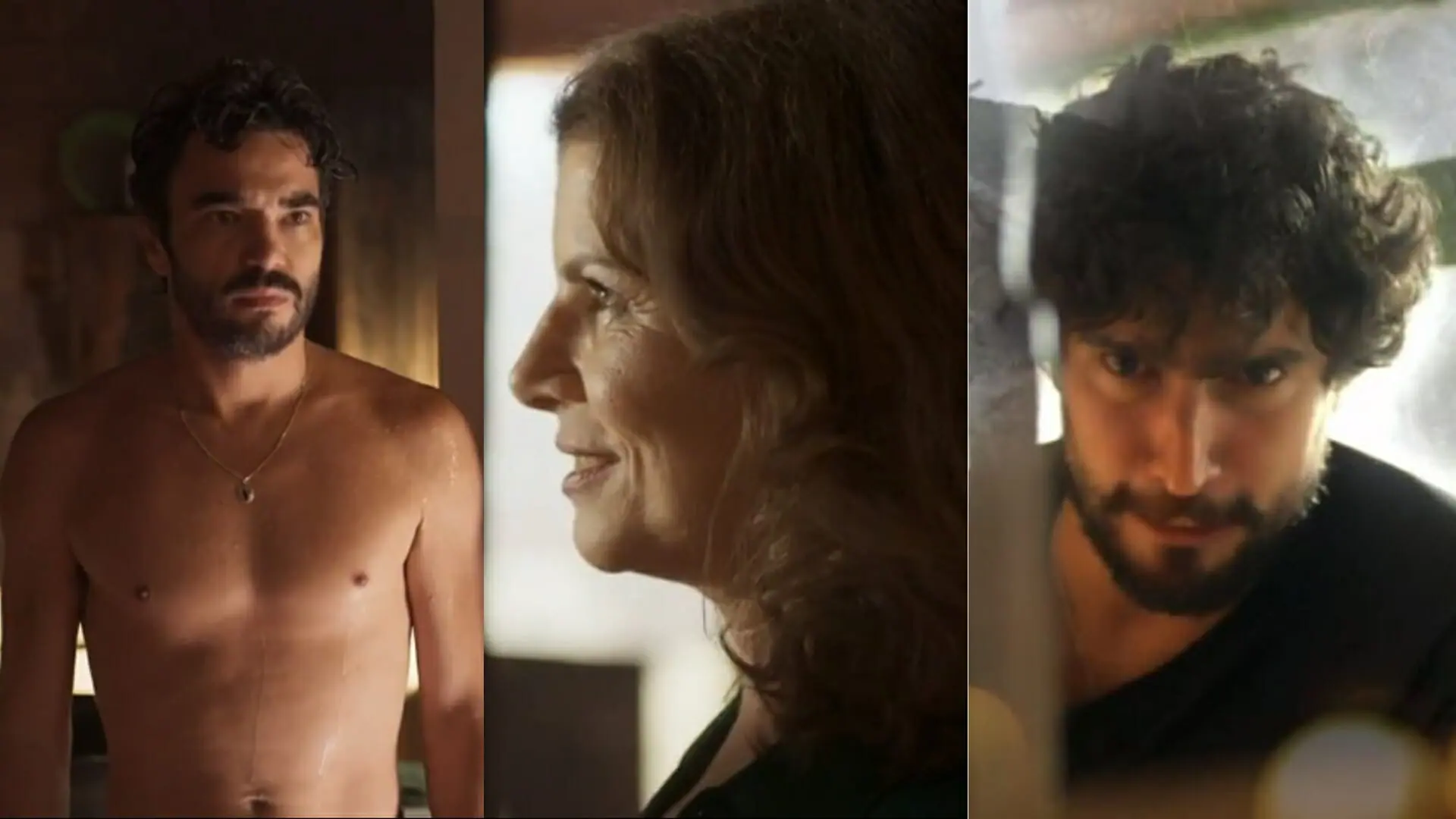Pajeú (Caio Blat), Deodora (Débora Bloch) e Tertulinho (Renato Góes) de Mar do Sertão