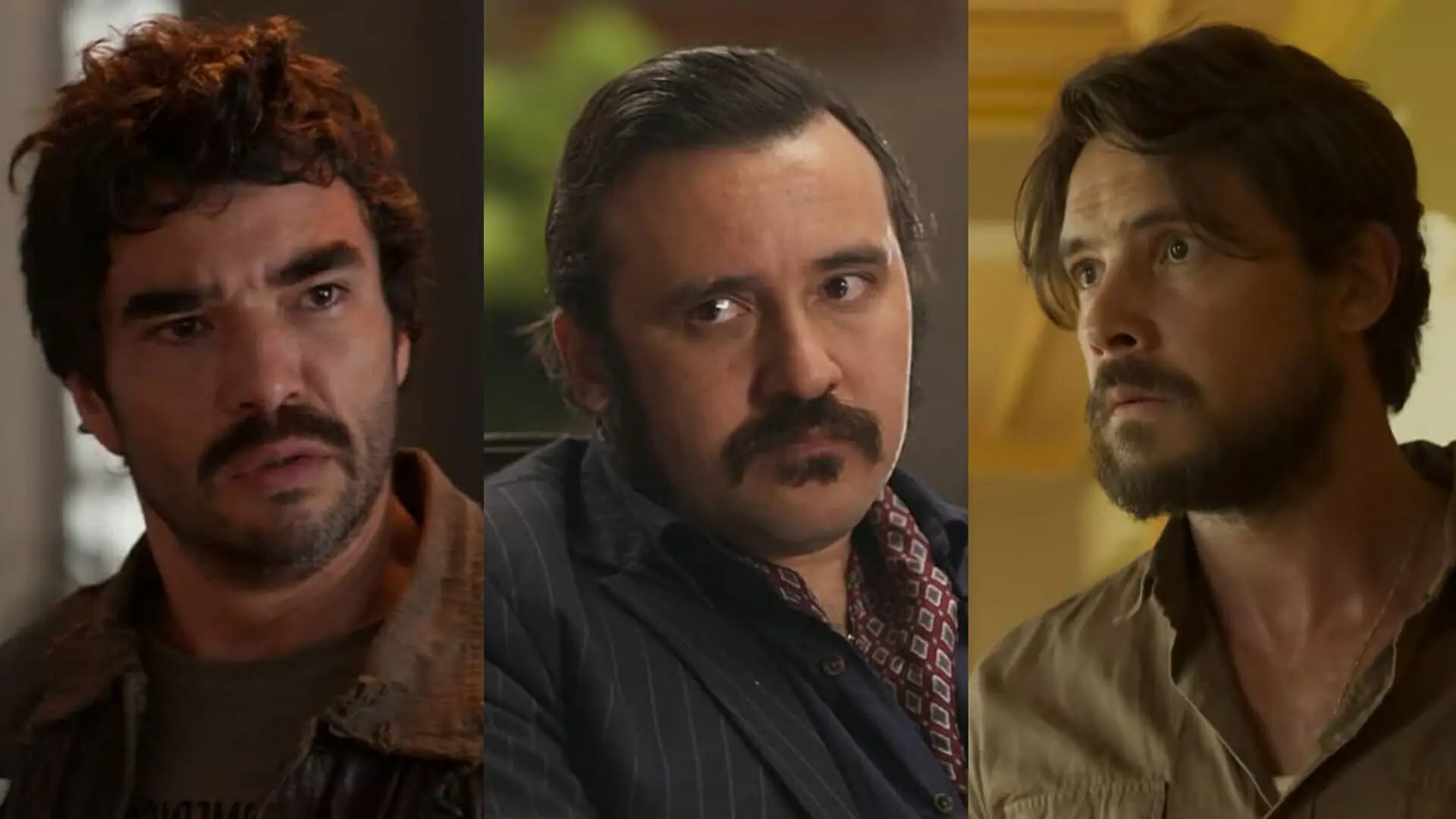 Pajeú (Caio Blat), Vespertino (Thardelly Lima) e Zé Paulino (Sergio Guizé) de Mar do Sertão