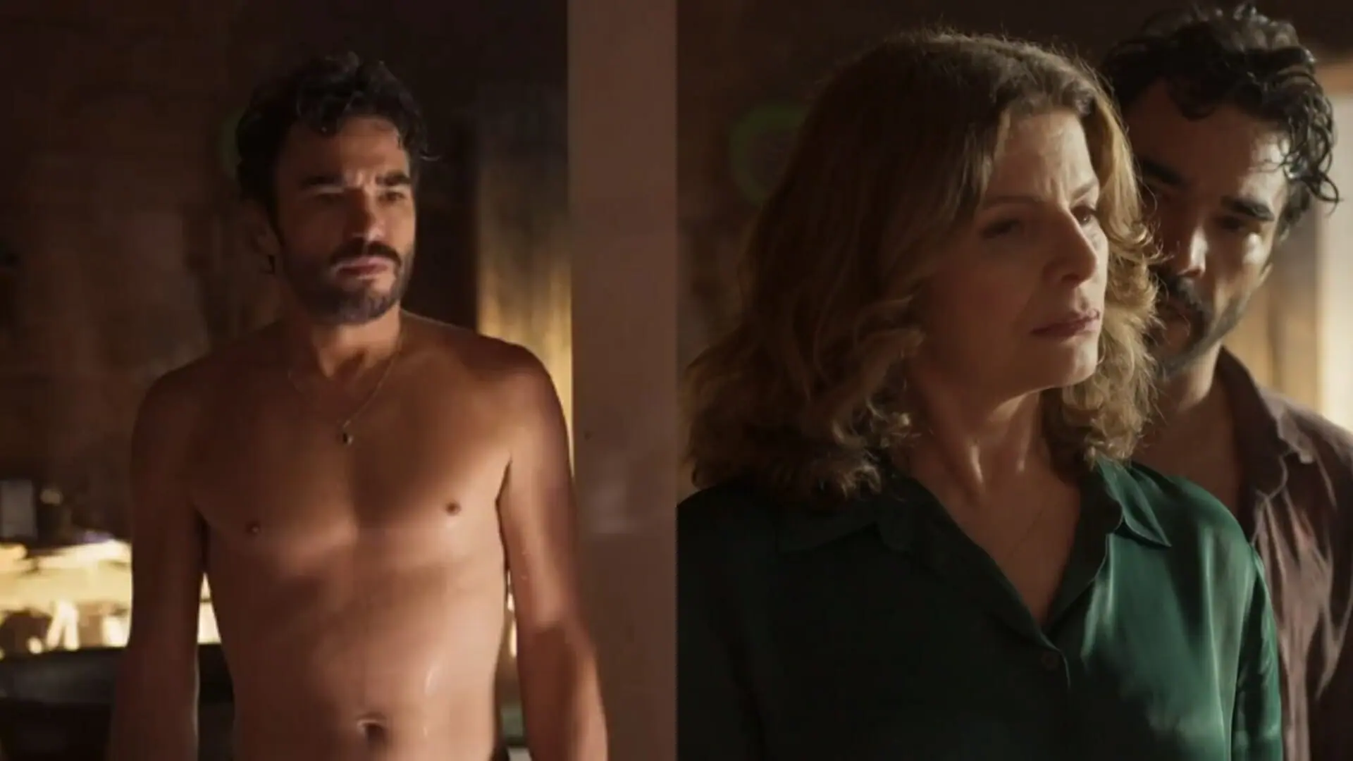 Pajeú (Caio Blat) e Deodora (Débora Bloch) de Mar do Sertão