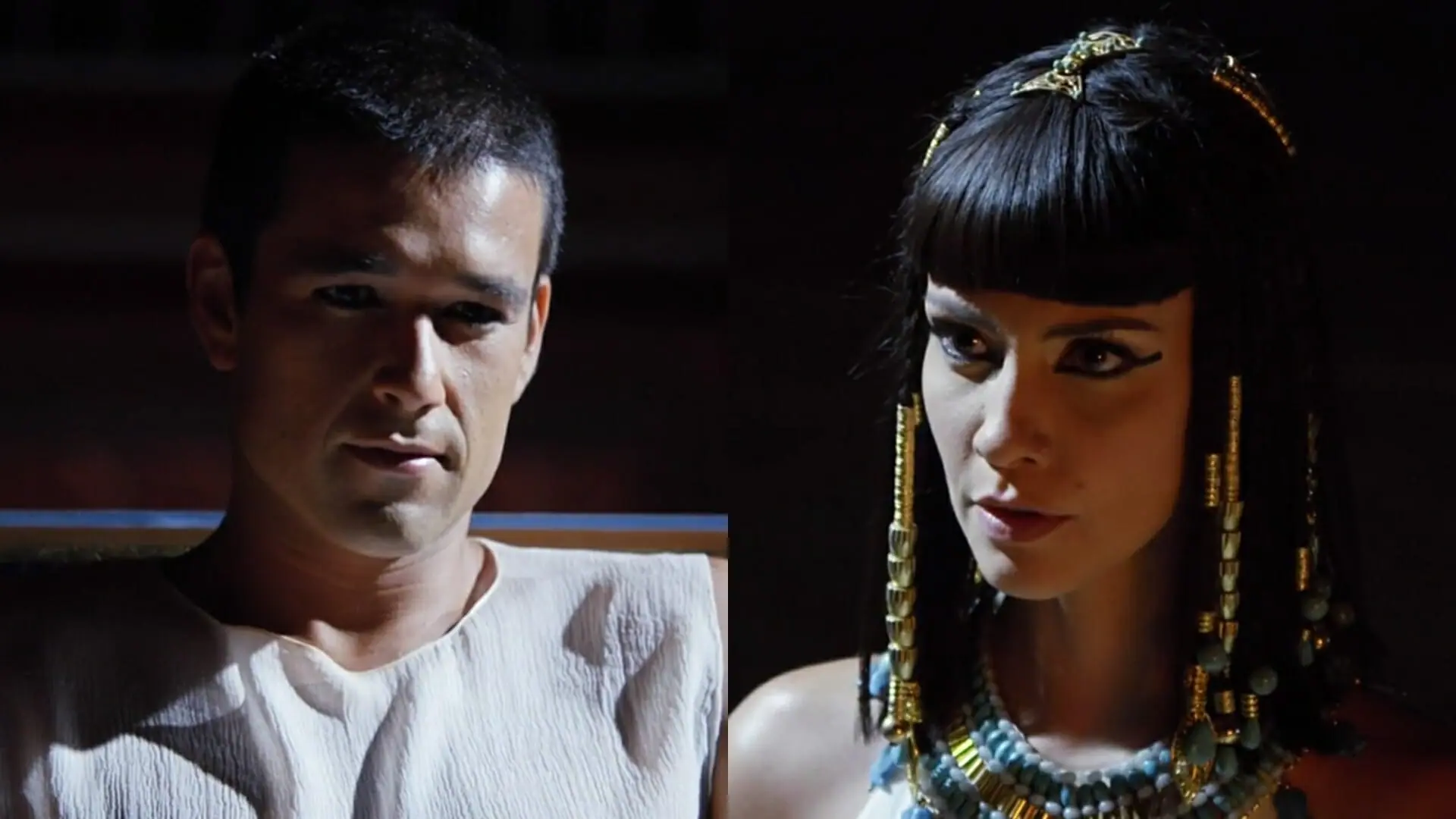 Ramsés (Sergio Marone) e Nefertari (Camila Rodrigues) de Os Dez Mandamentos