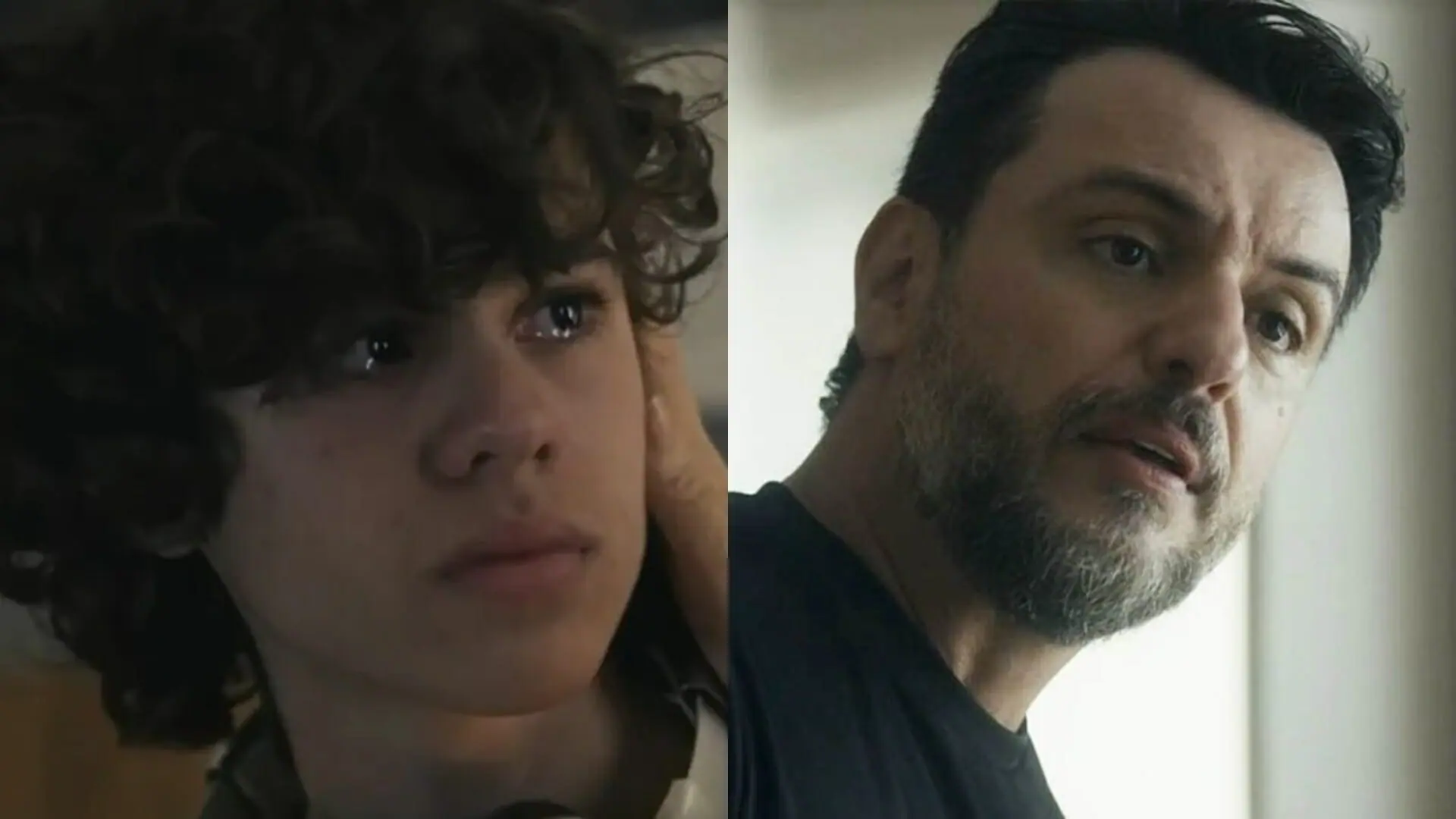 Rudá (Guilherme Cabral) e Moretti (Rodrigo Lombardi) de Travessia