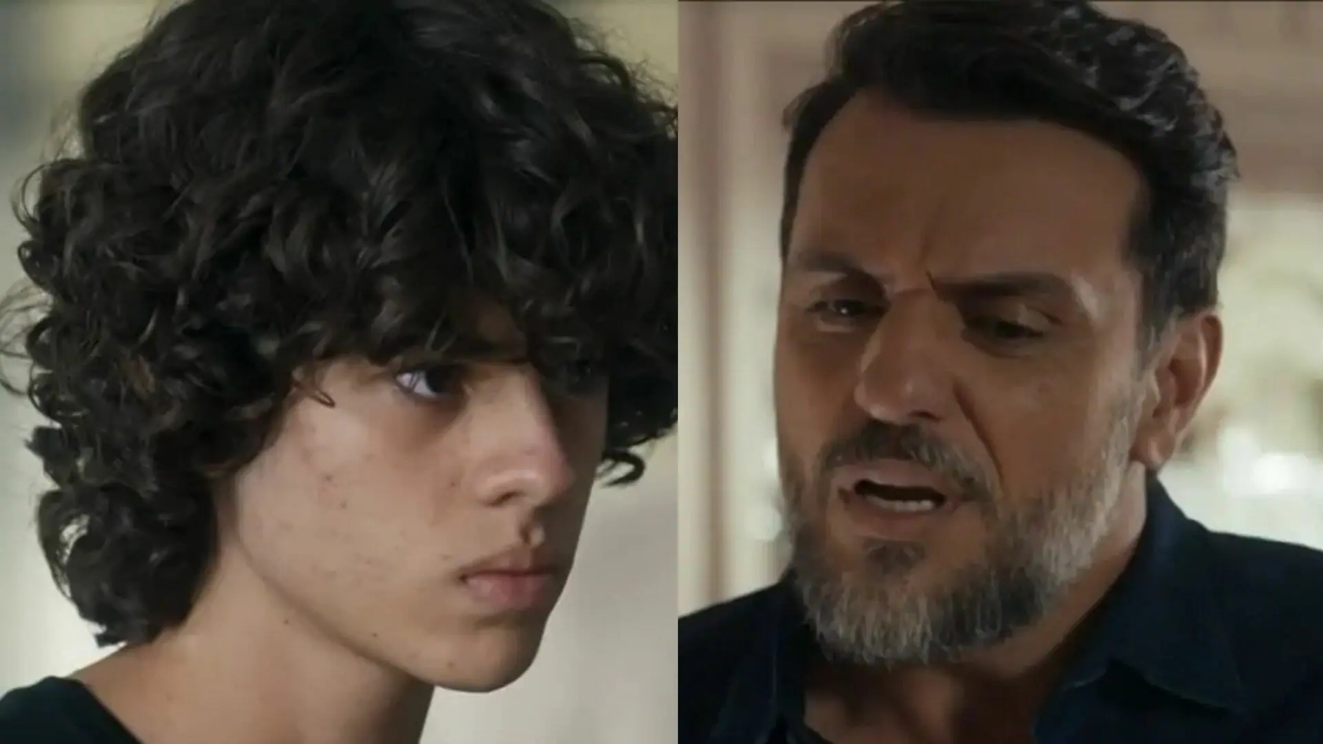 Rudá (Guilherme Cabral) e Moretti (Rodrigo Lombardi) em Travessia