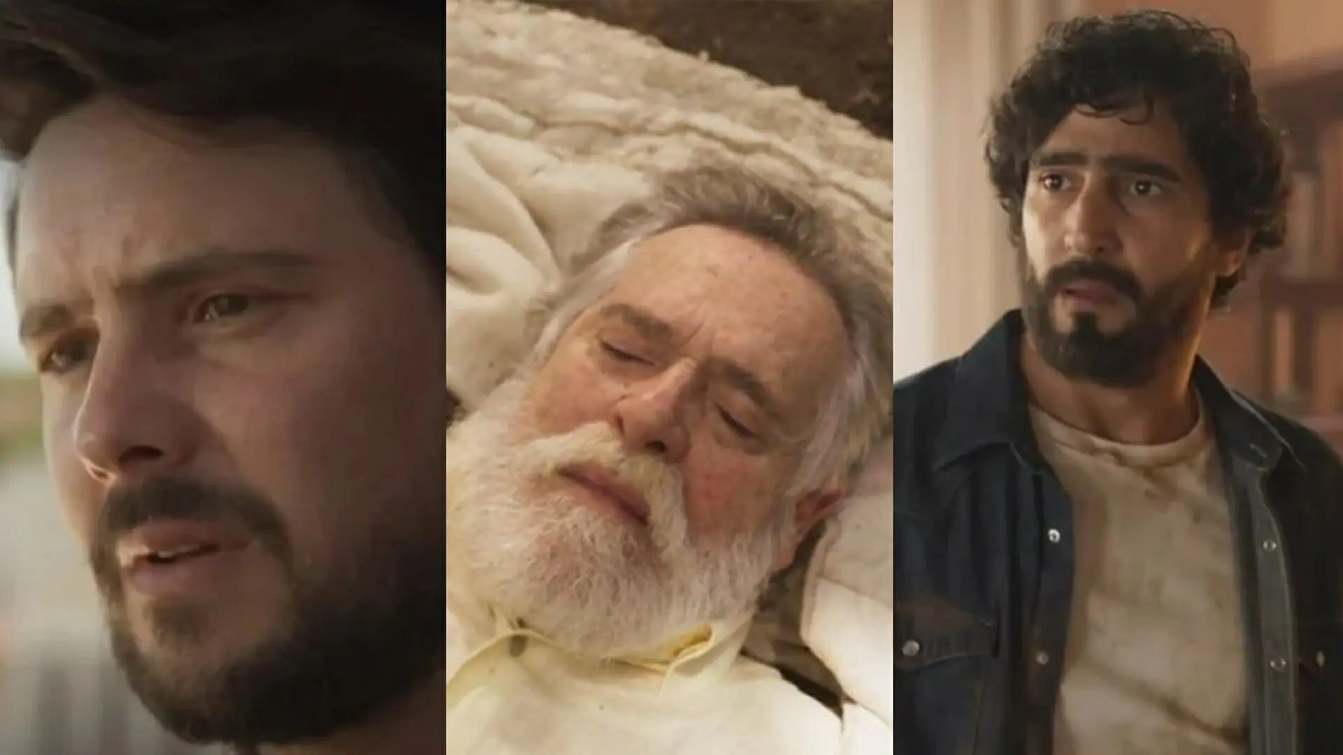 Zé Paulino (Sergio Guizé), Tertúlio (José de Abreu) e Tertulinho (Renato Góes) de Mar do Sertão