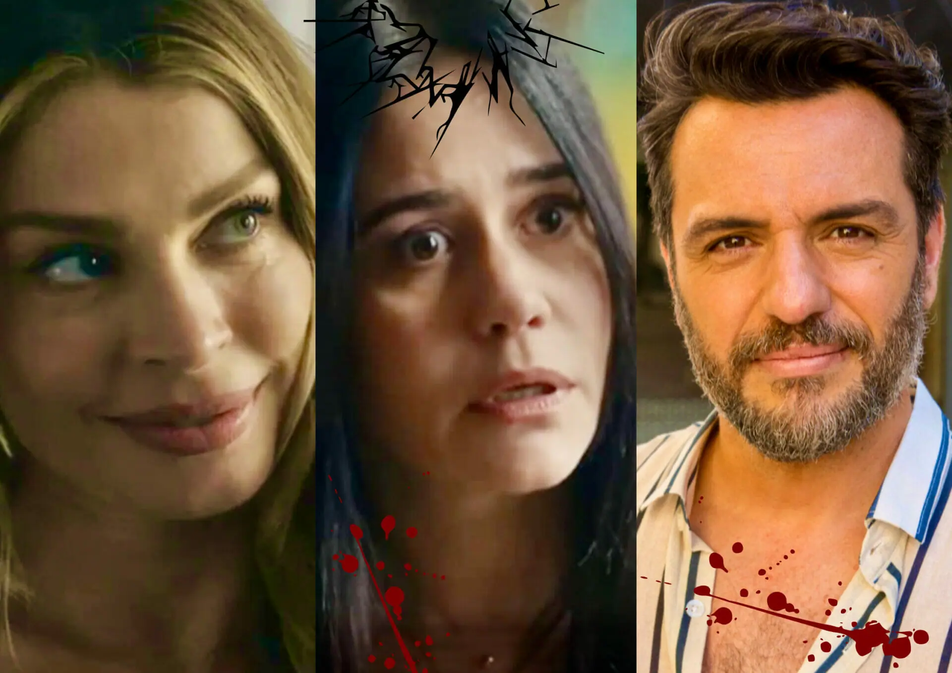 Sara (Grazi Massafera), Guida (Alessandra Negrini) e Moretti (Rodrigo Lombardi) em Travessia