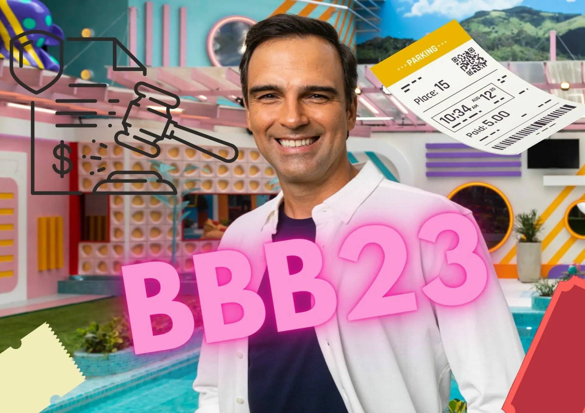 Tadeu Schmidt nos bastidores do BBB