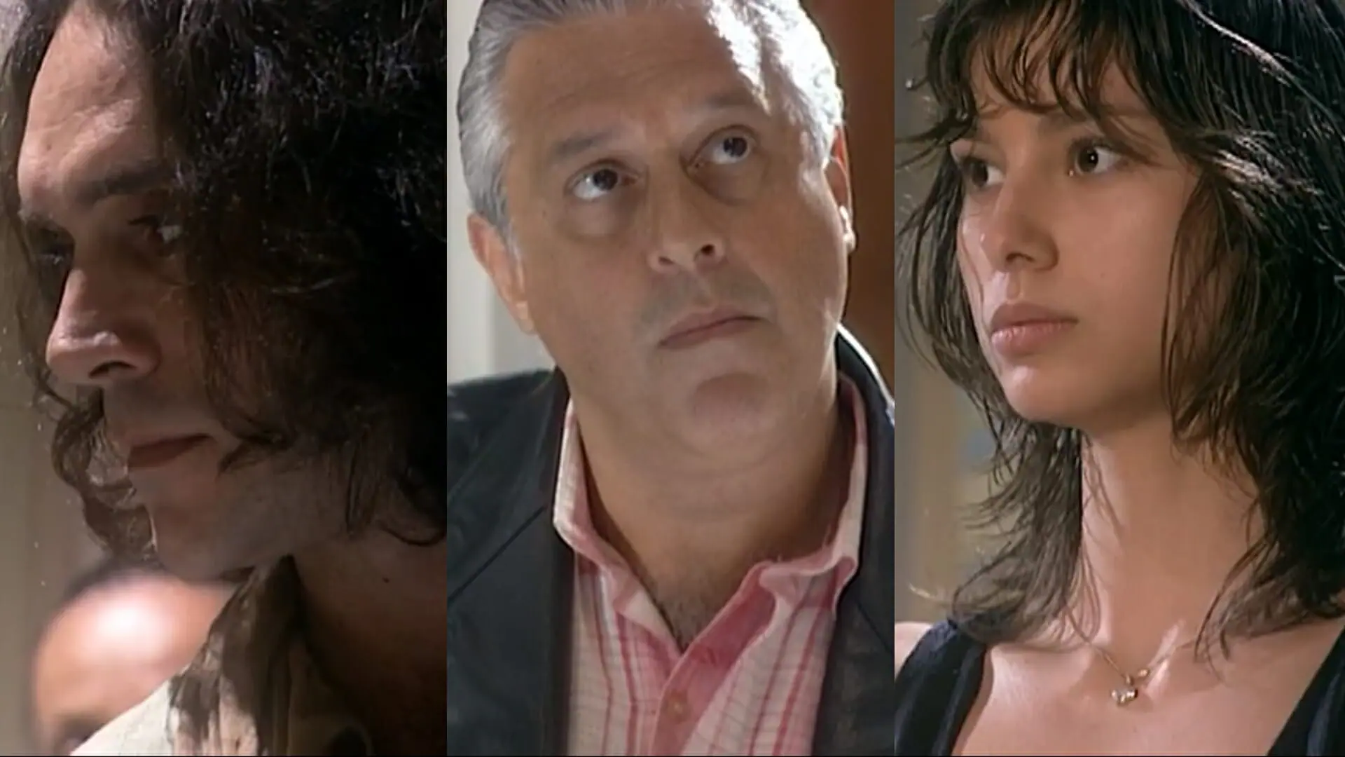 Aparício (Almir Sater), Bruno (Antonio Fagundes) e Lia (Lavínia Vlasak) de O Rei do Gado