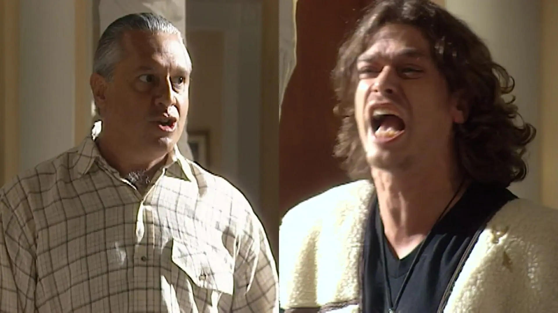Bruno (Antonio Fagundes) e Marcos (Fábio Assunção) de O Rei do Gado