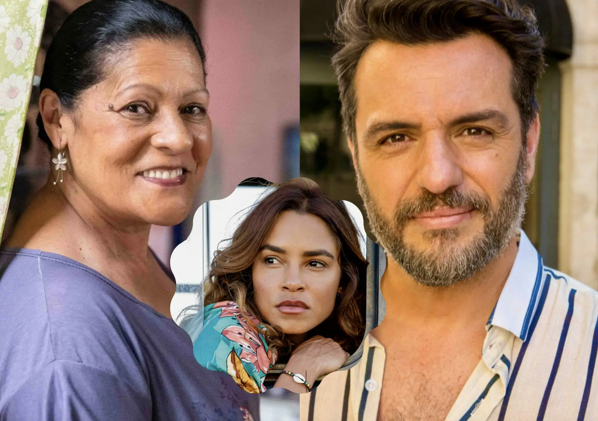 Creusa (Luci Pereira), Brisa (Lucy Alves) e Moretti (Rodrigo Lombardi) em Travessia