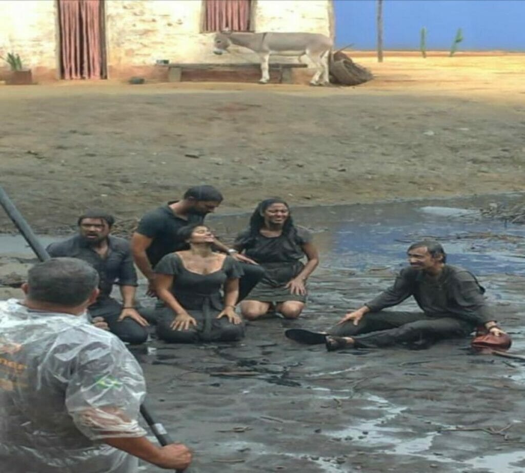 Bastidores das gravações de uma cena de Mar do Sertão