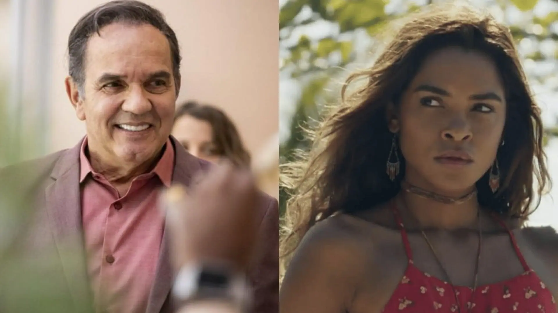 Guerra (Humberto Martins) e Brisa (Lucy Alves) de Travessia