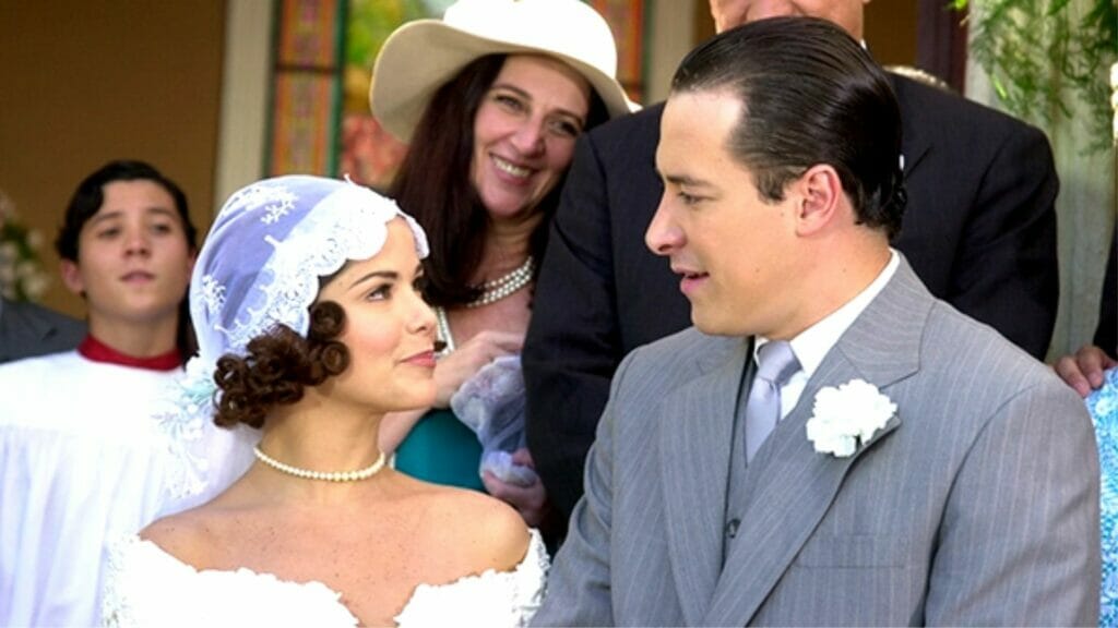 Guilherme (Rodrigo Faro) e Celina (Samara Felippo) em Chocolate com Pimenta