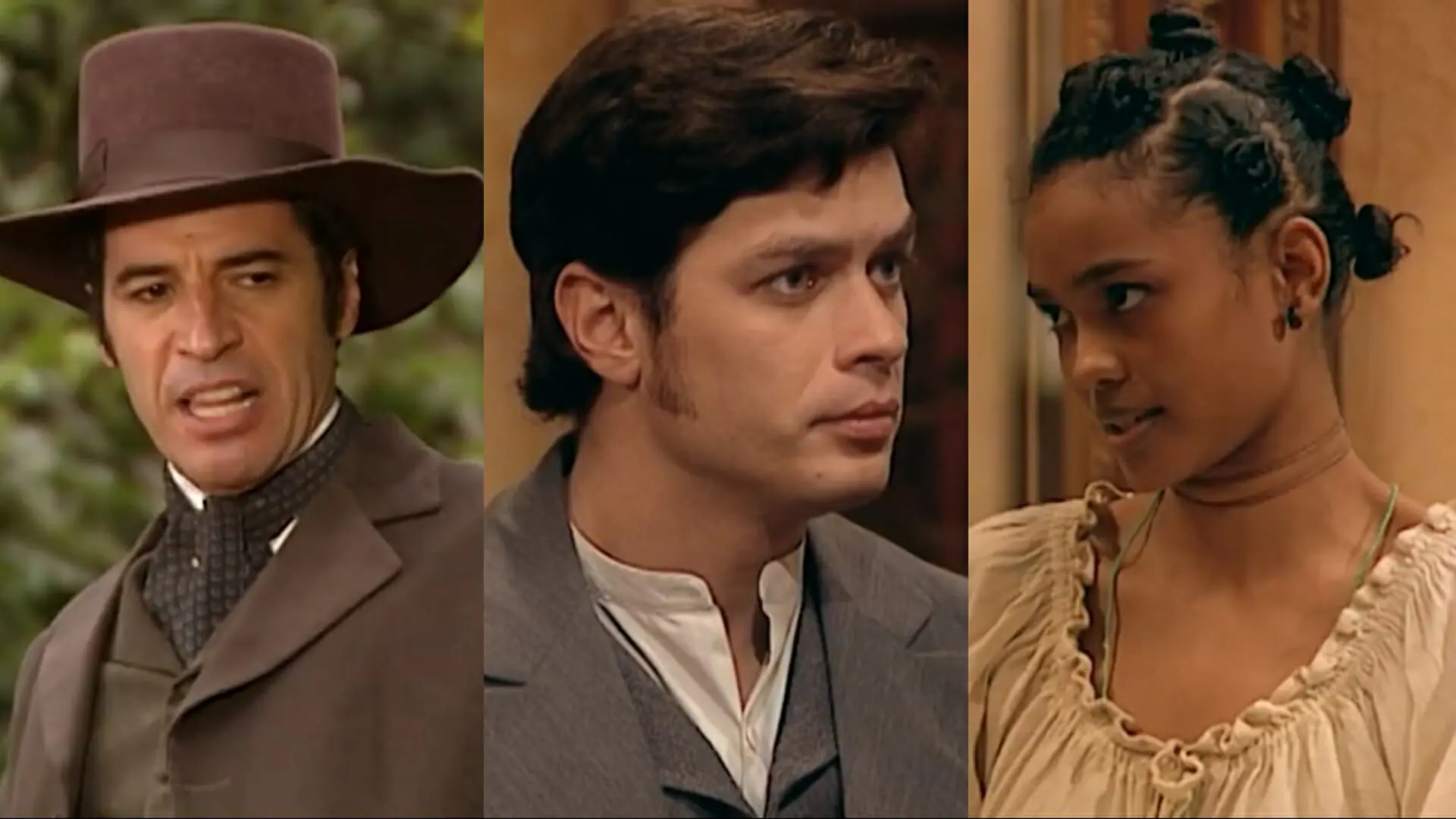 Higino Ventura (Paulo Betti), Inácio (Fábio Assunção) e Luzia (Isabel Fillardis) de Força de Um Querer